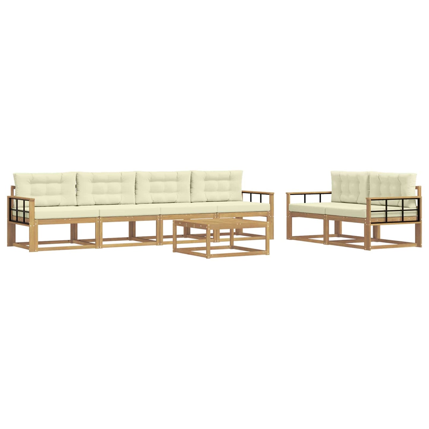 Outdoor-Sofagarnitur mit Kissen 6 pcs Weiß und Creme