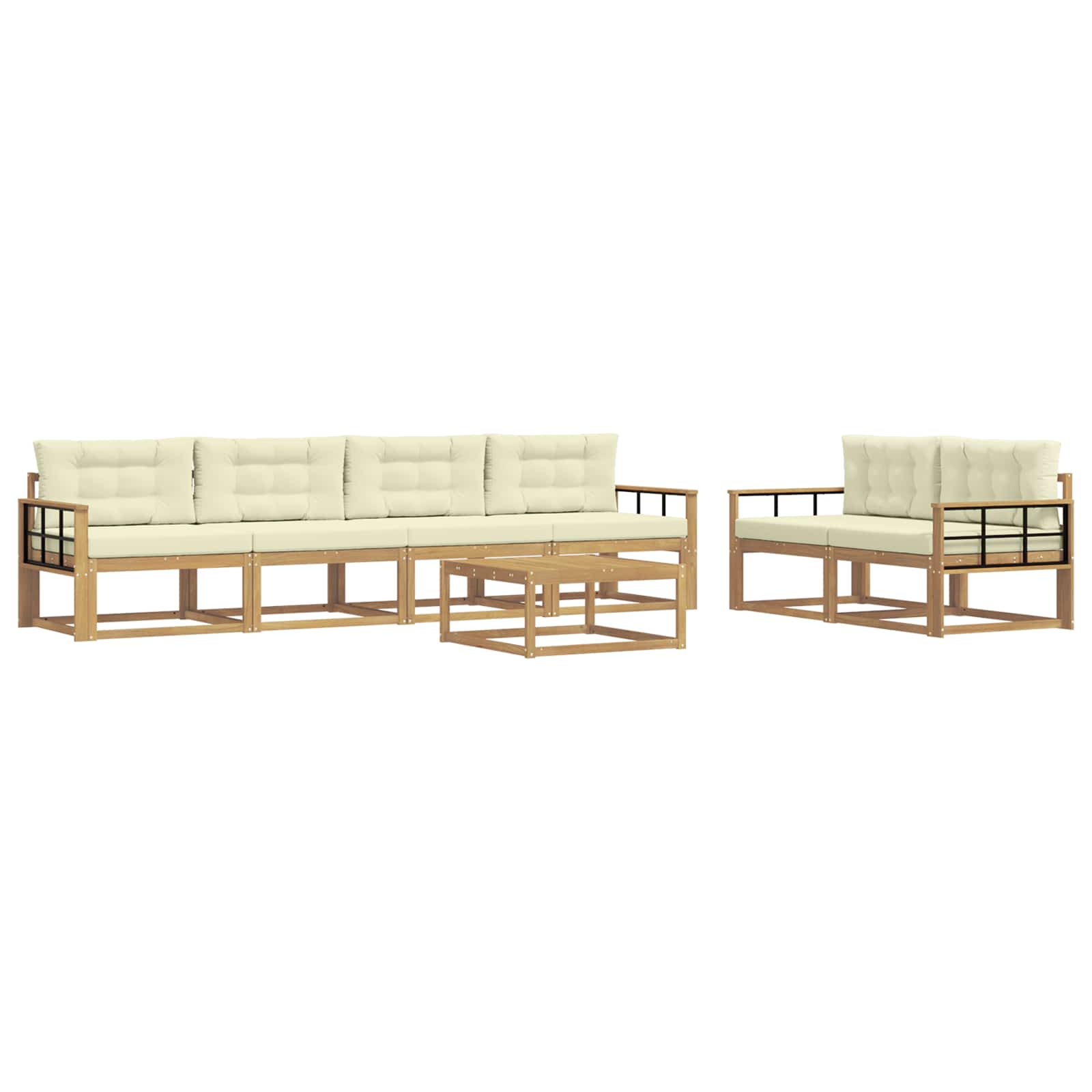 Outdoor-Sofagarnitur mit Kissen 6 pcs Weiß und Creme