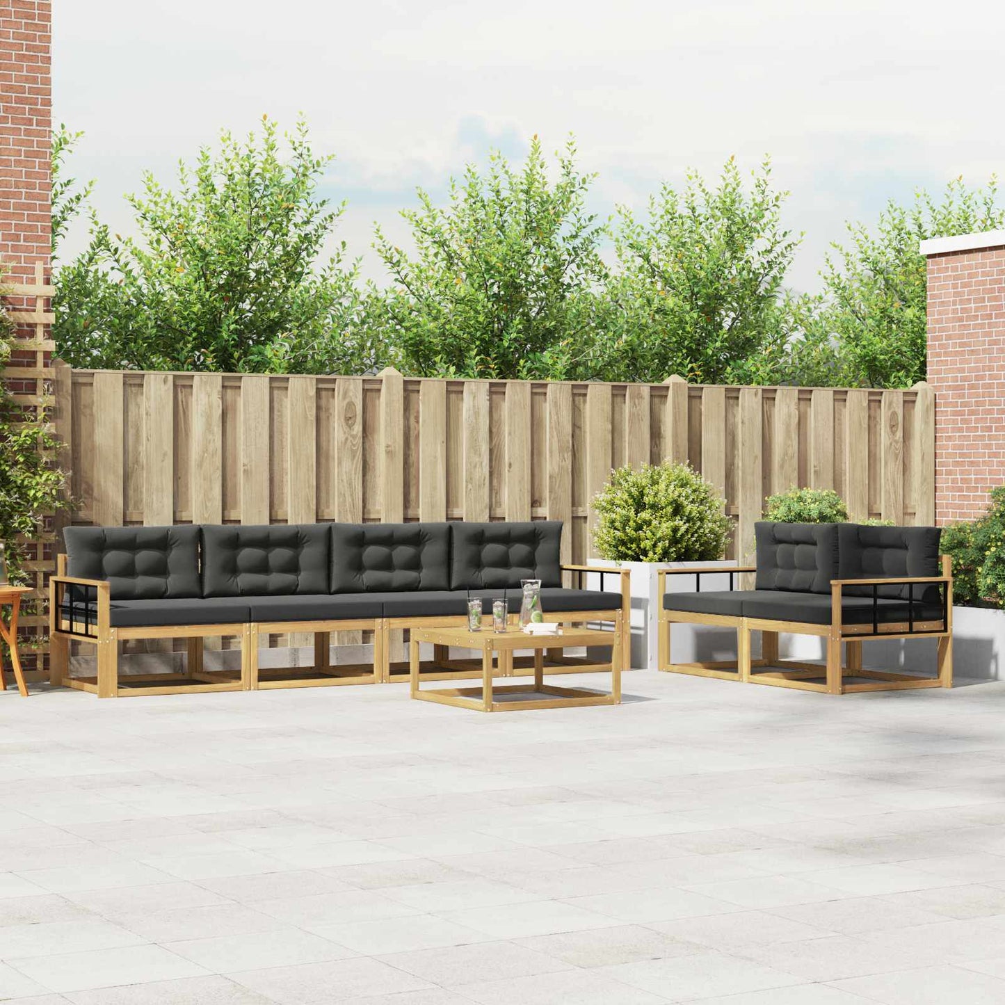 Outdoor-Sofagarnitur mit Kissen 6 pcs Weiß und Anthrazit