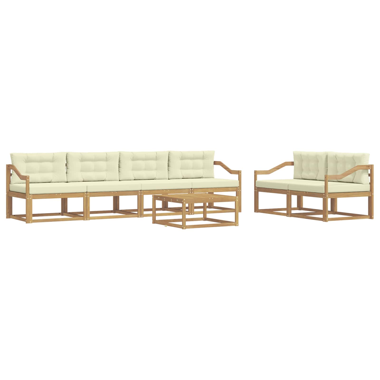 Outdoor-Sofagarnitur mit Kissen 6 pcs Weiß und Creme