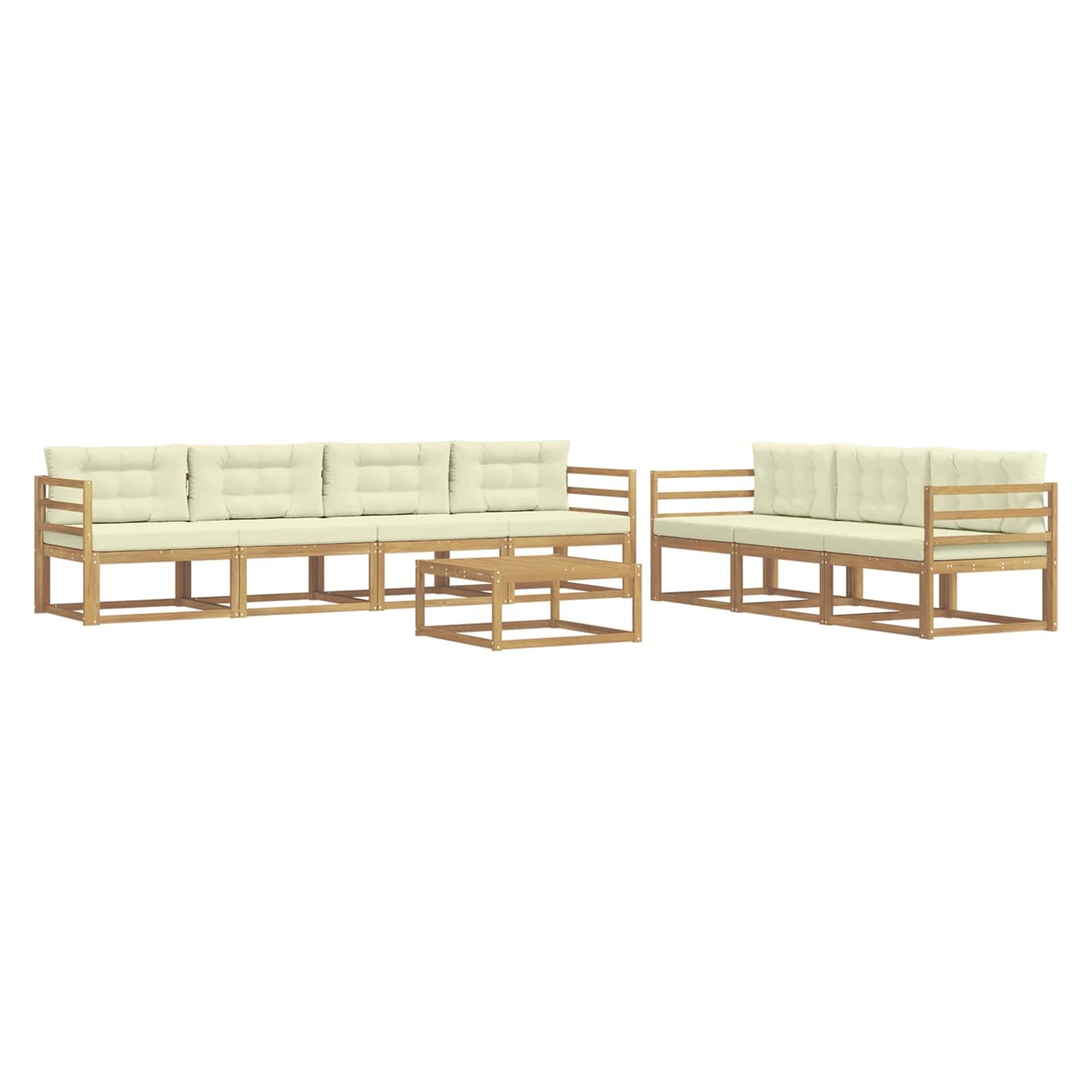 Outdoor-Sofagarnitur mit Kissen 7 pcs Weiß und Creme