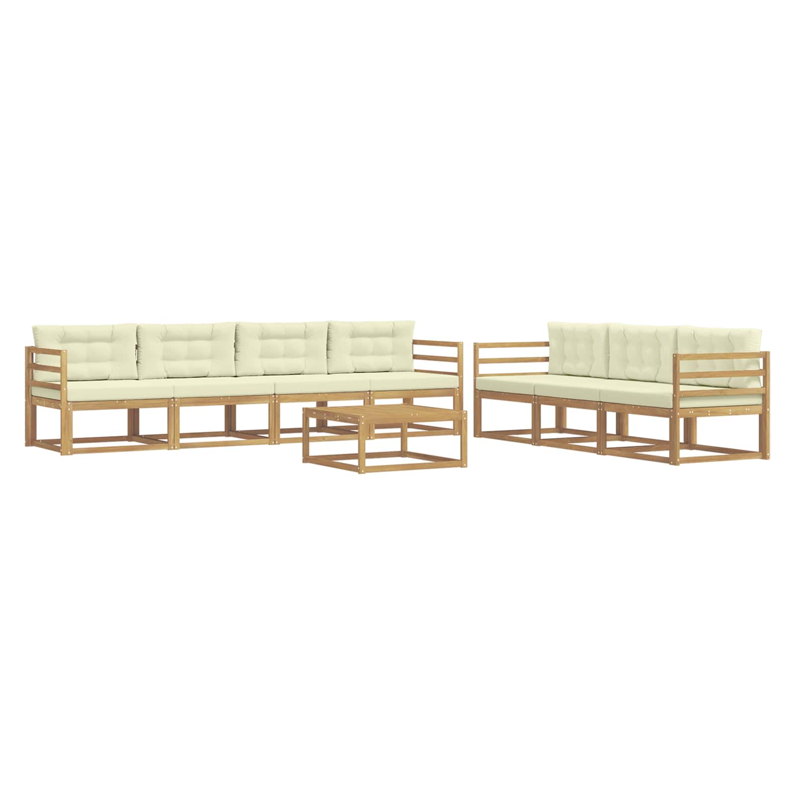 Outdoor-Sofagarnitur mit Kissen 7 pcs Weiß und Creme