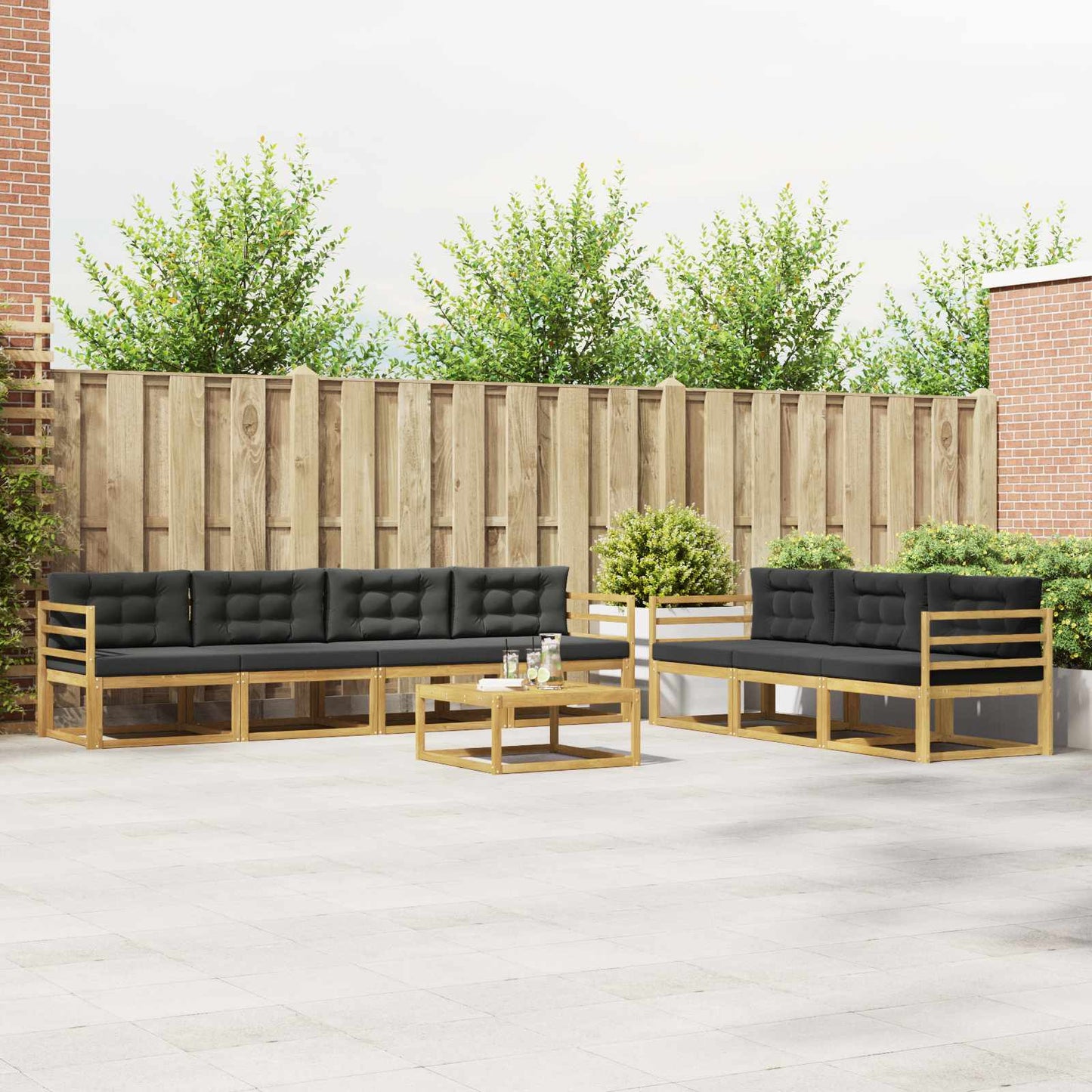 Outdoor-Sofagarnitur mit Kissen 7 pcs Weiß und Anthrazit