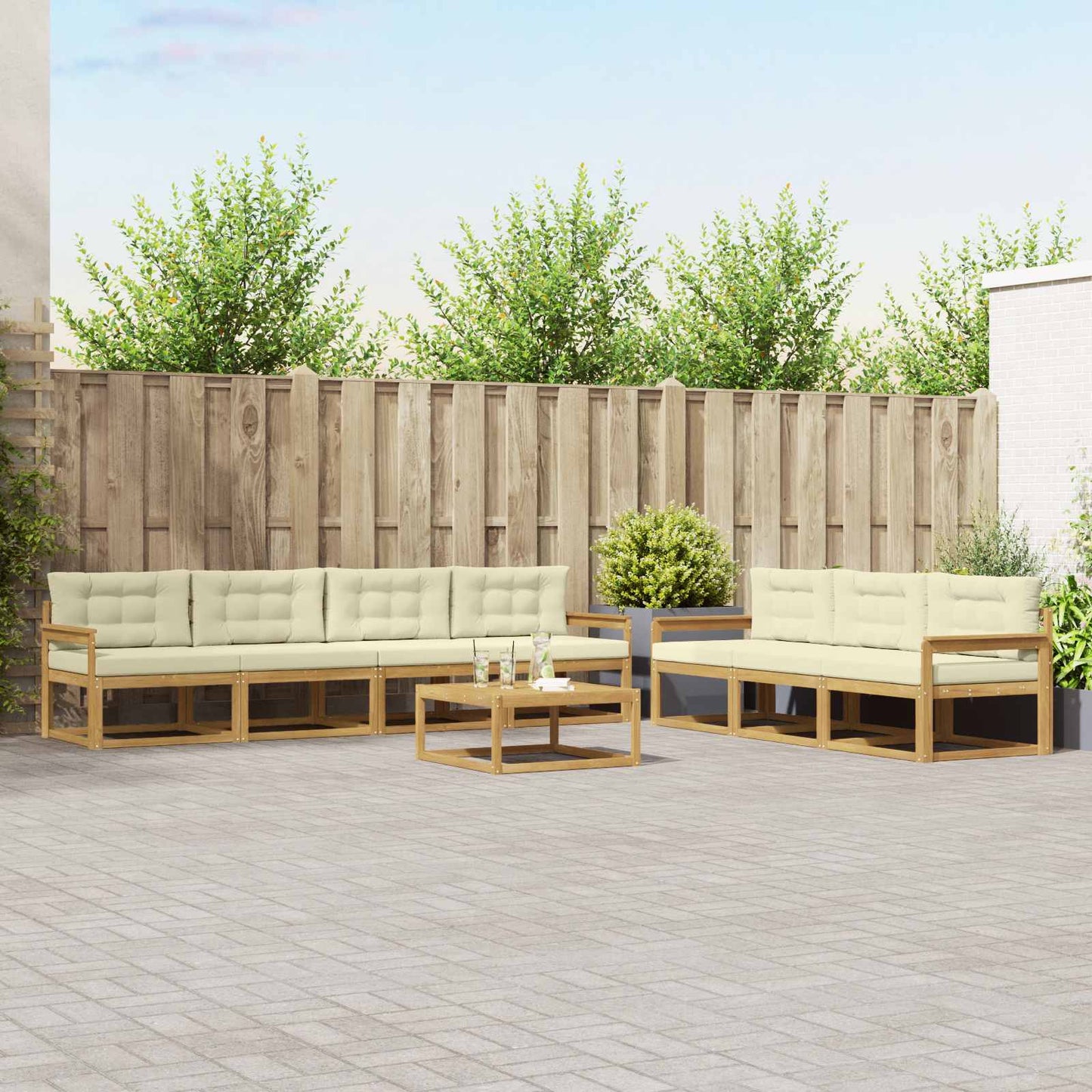 Outdoor-Sofagarnitur 7 stk. Weiß und Creme