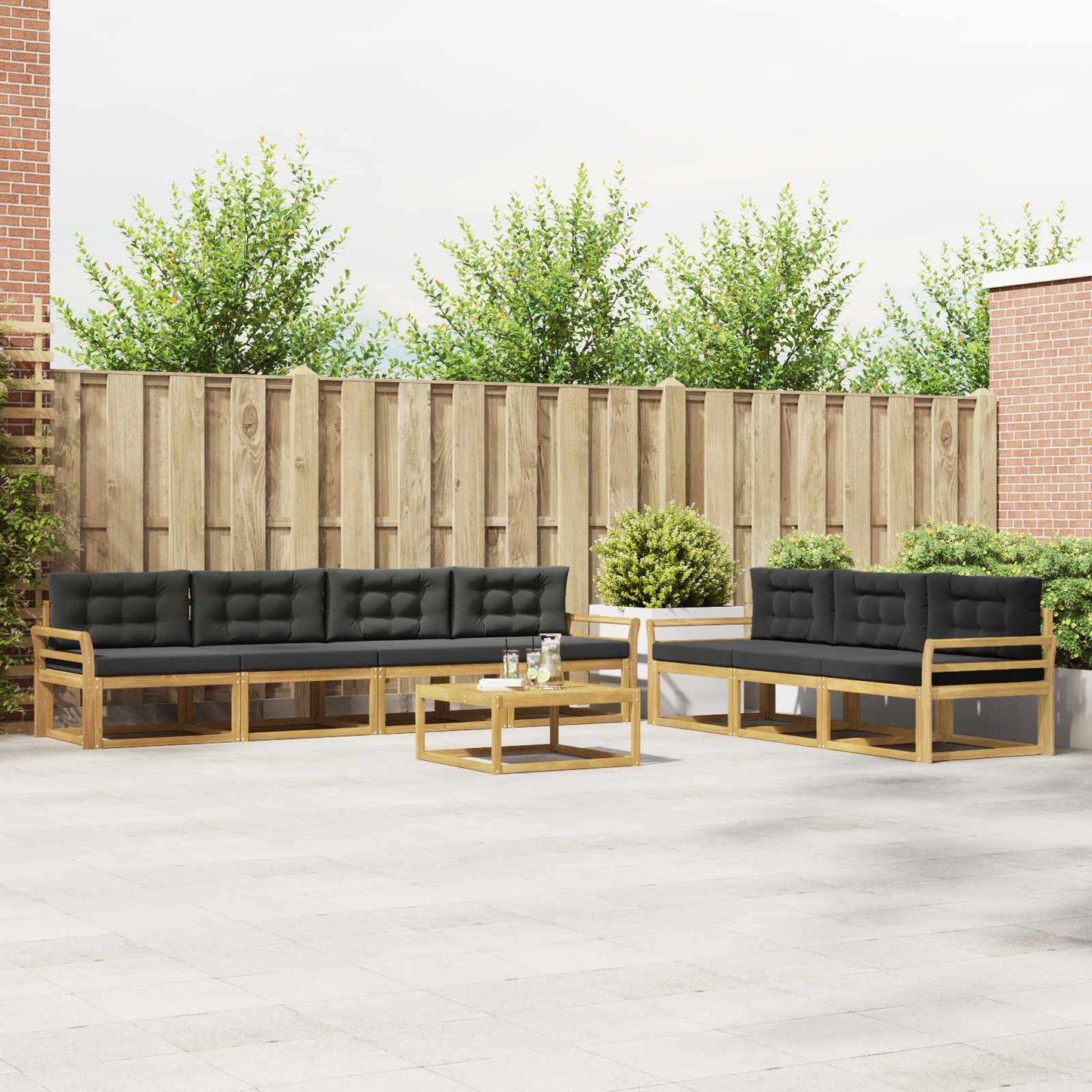 Outdoor-Sofagarnitur 7 stk. Weiß und Anthrazit