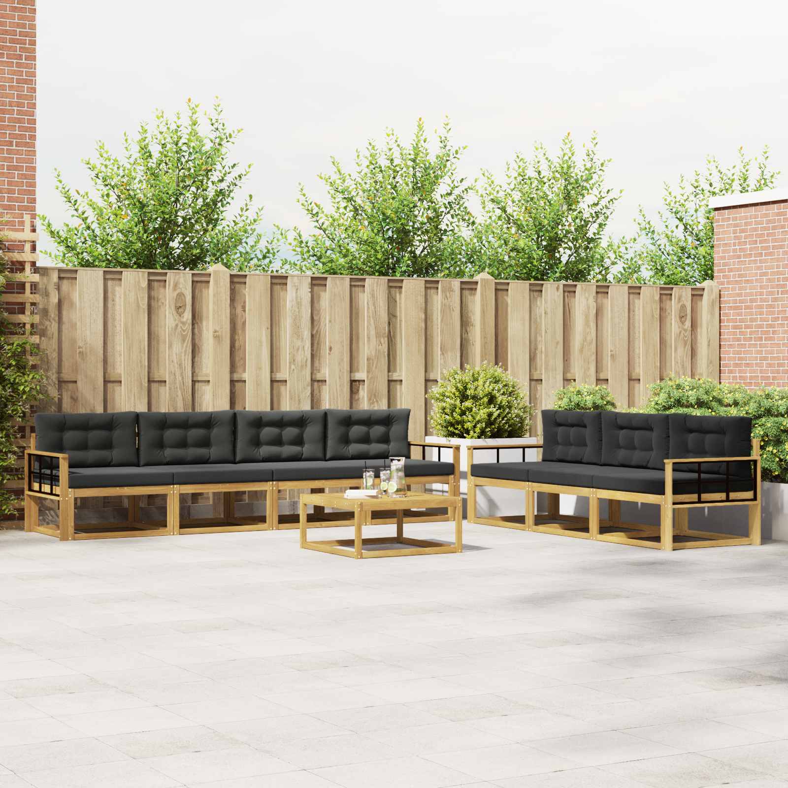 Outdoor-Sofagarnitur mit Kissen 7 pcs Weiß und Anthrazit