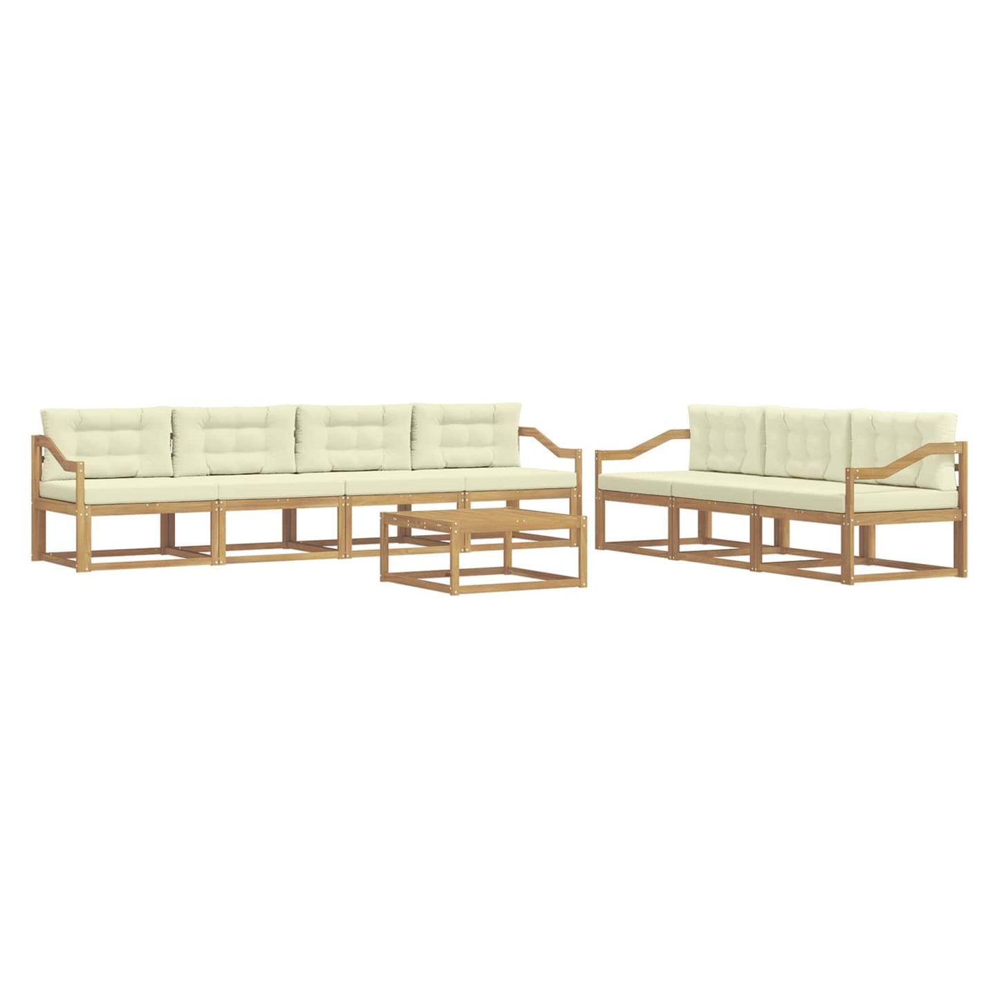 Outdoor-Sofagarnitur mit Kissen 7 pcs Weiß und Creme