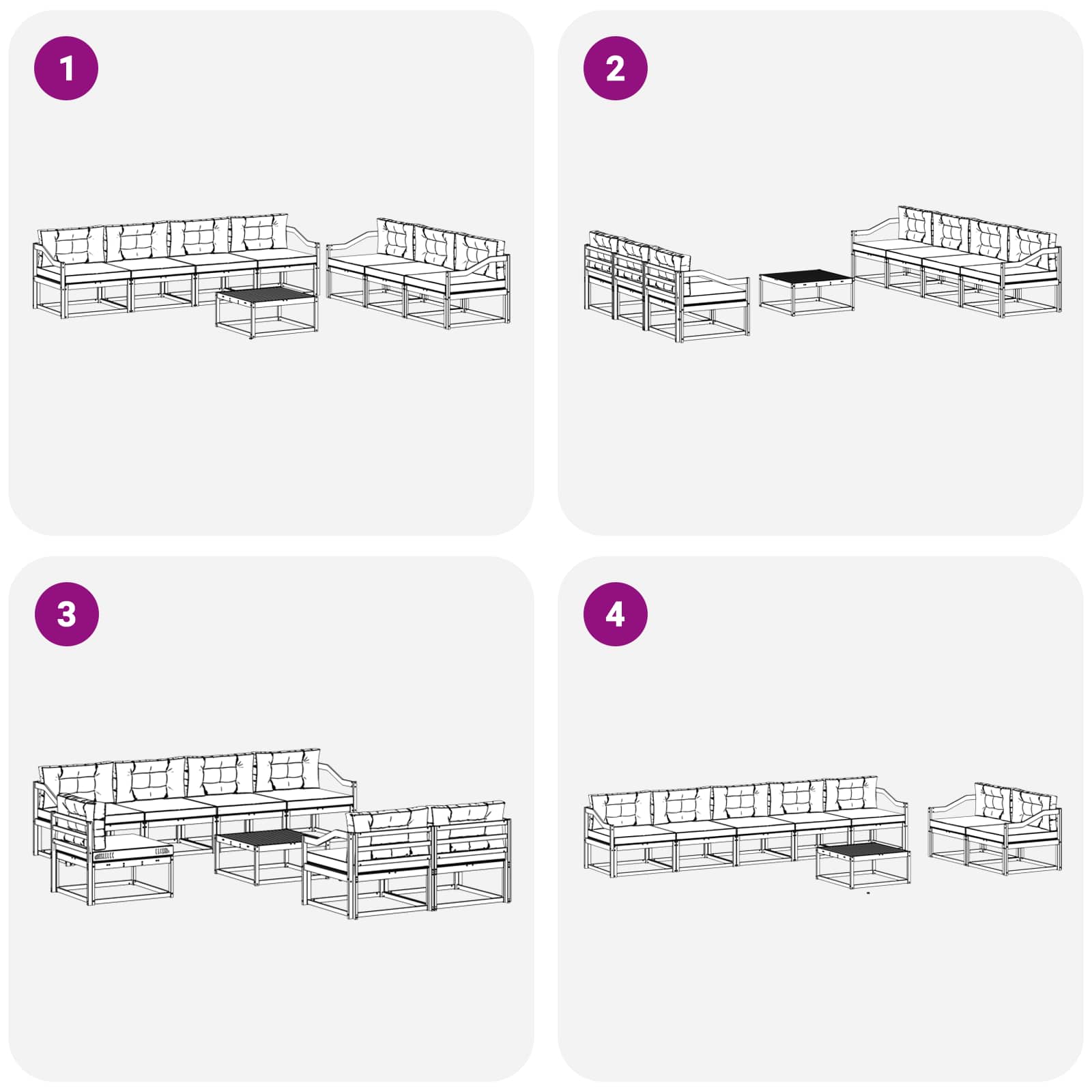 Outdoor-Sofagarnitur mit Kissen 7 pcs Weiß und Creme
