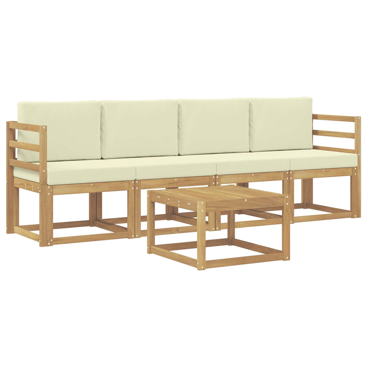 Outdoor-Sofagarnitur 5 stk. Weiß und Creme