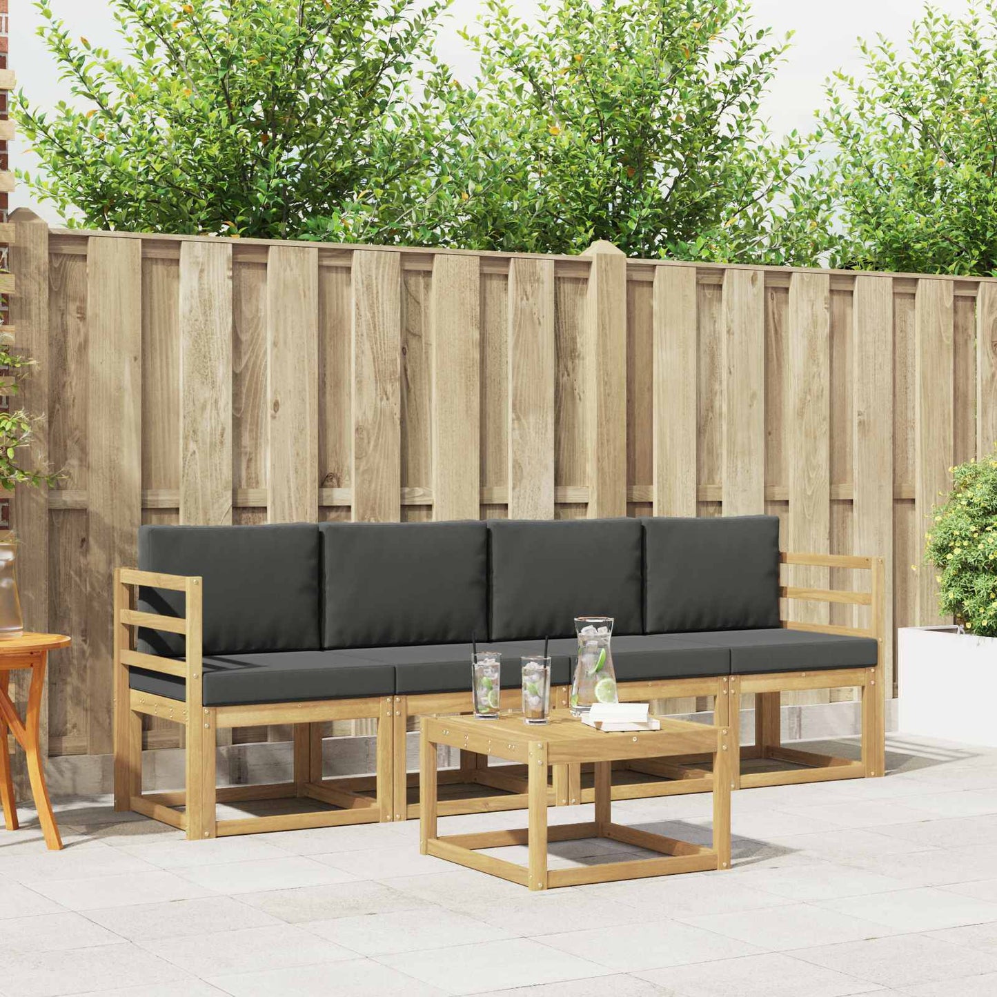 Outdoor-Sofagarnitur mit Kissen 5 pcs Weiß und Anthrazit