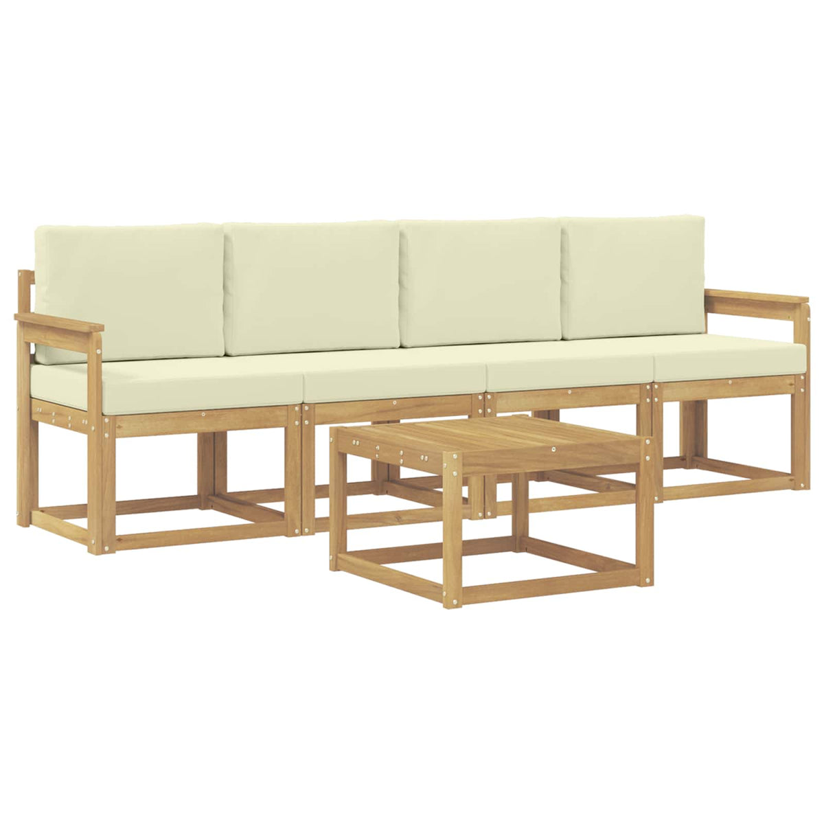 Outdoor-Sofagarnitur 5 stk. Weiß und Creme