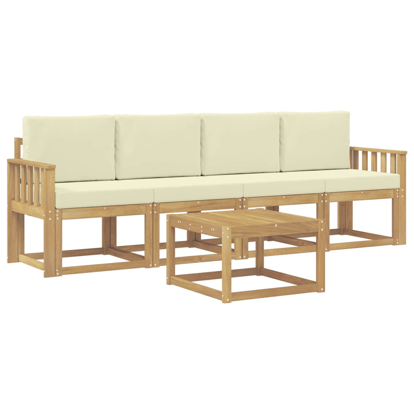 Outdoor-Sofagarnitur 5 stk. Weiß und Creme