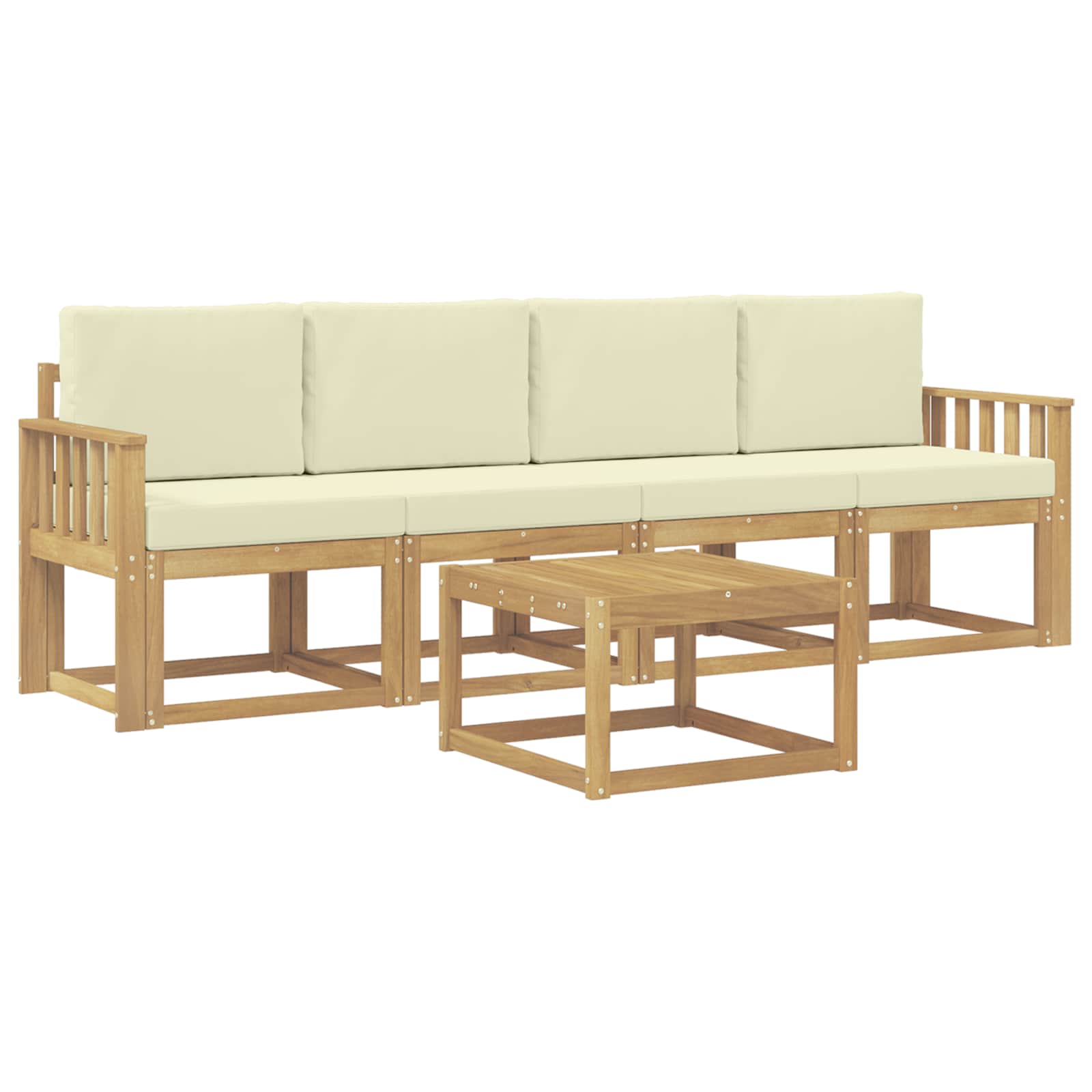 Outdoor-Sofagarnitur 5 stk. Weiß und Creme