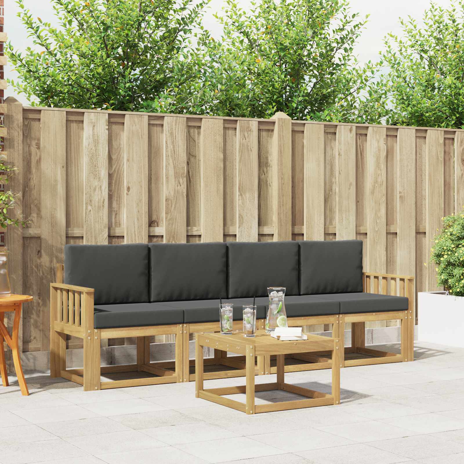 Outdoor-Sofagarnitur mit Kissen 5 pcs Weiß und Anthrazit