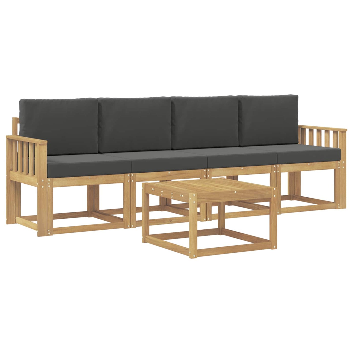 Outdoor-Sofagarnitur mit Kissen 5 pcs Weiß und Anthrazit
