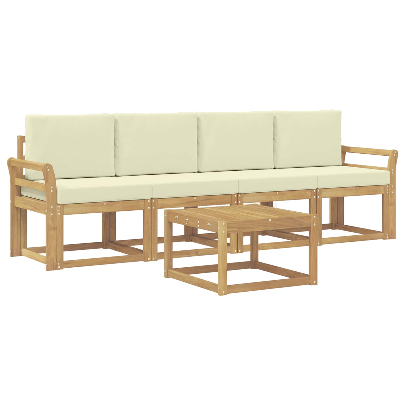 Outdoor-Sofagarnitur mit Kissen 5 pcs Weiß und Creme