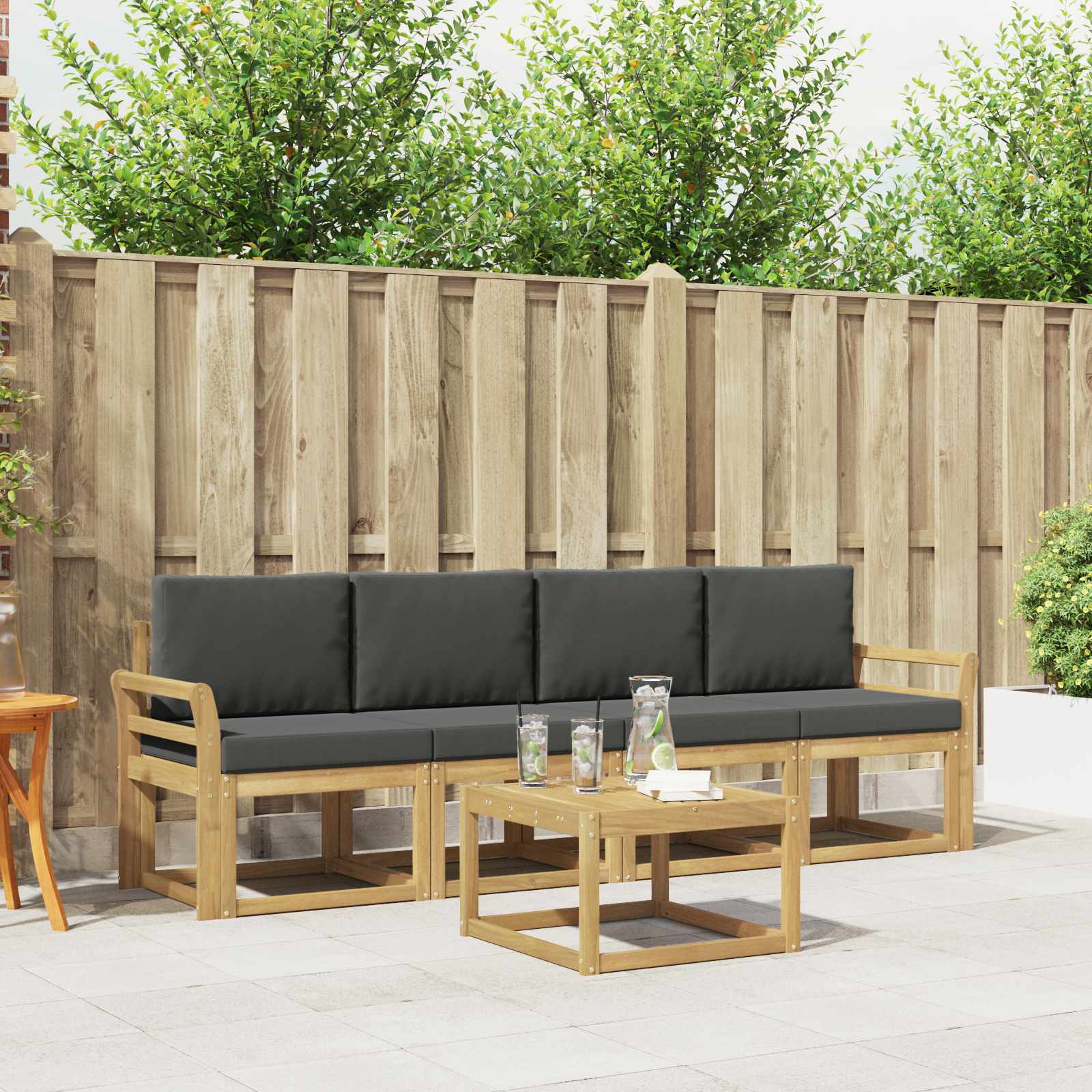 Outdoor-Sofagarnitur 5 stk. Weiß und Anthrazit