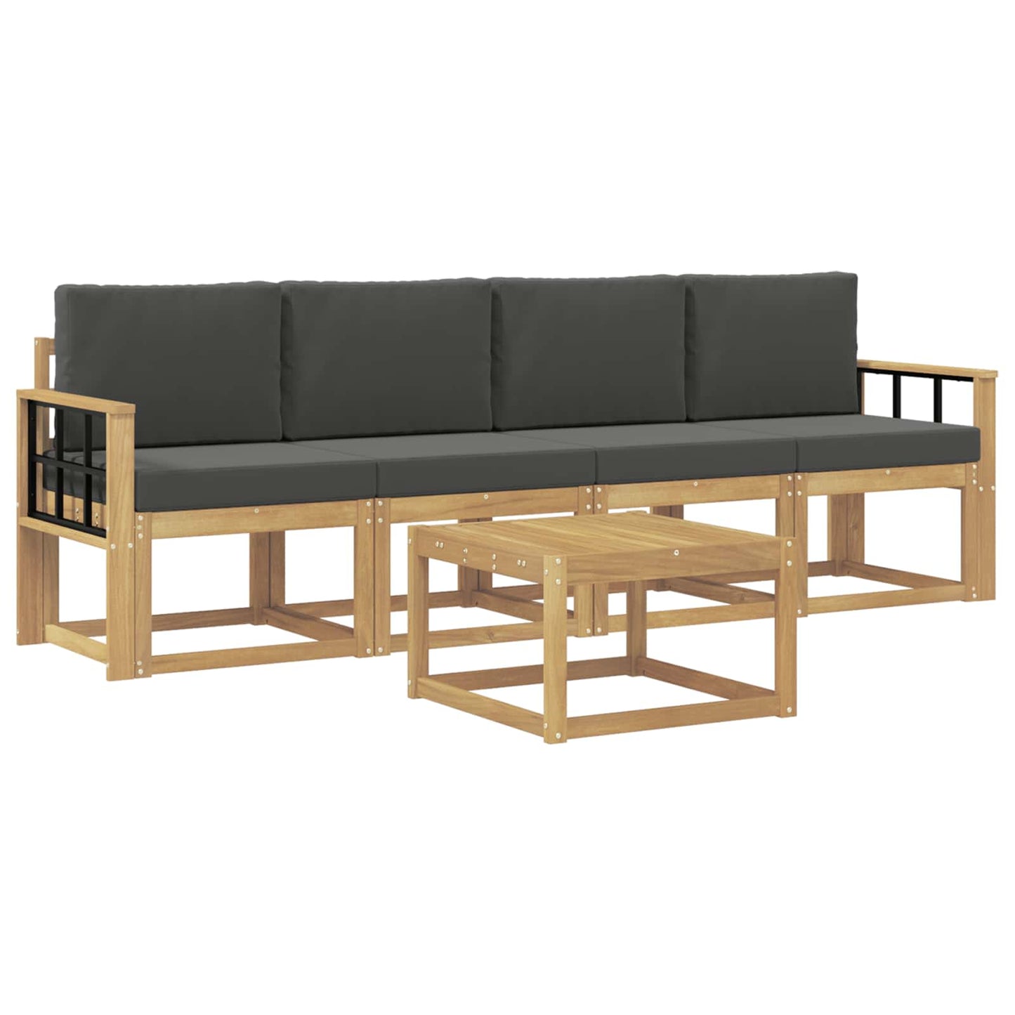 Outdoor-Sofagarnitur mit Kissen 5 pcs Weiß und Anthrazit