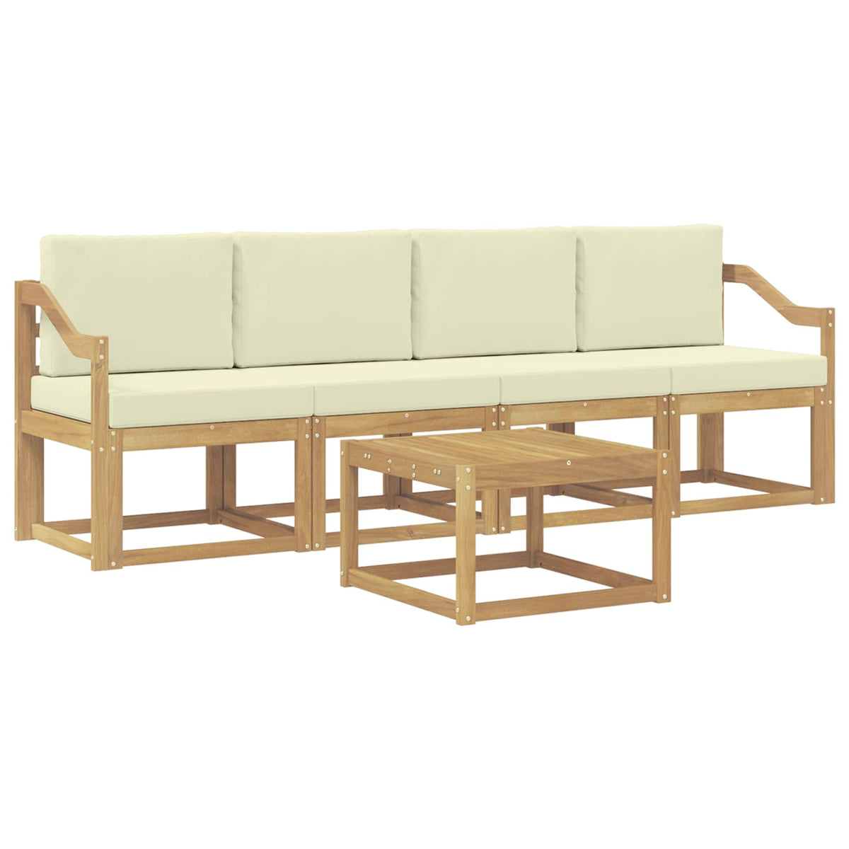 Outdoor-Sofagarnitur 5 stk. Weiß und Creme
