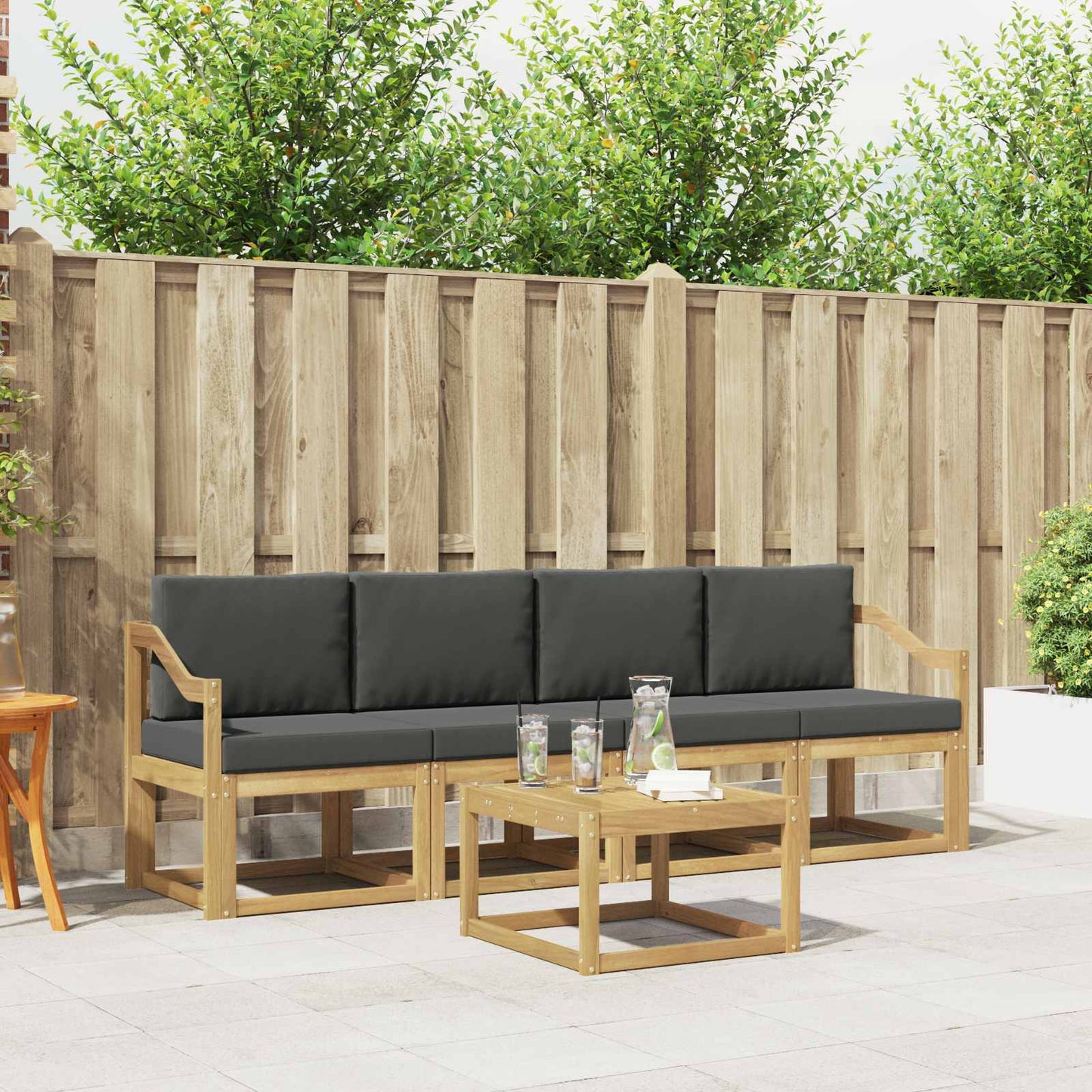 Outdoor-Sofagarnitur mit Kissen 5 pcs Weiß und Anthrazit