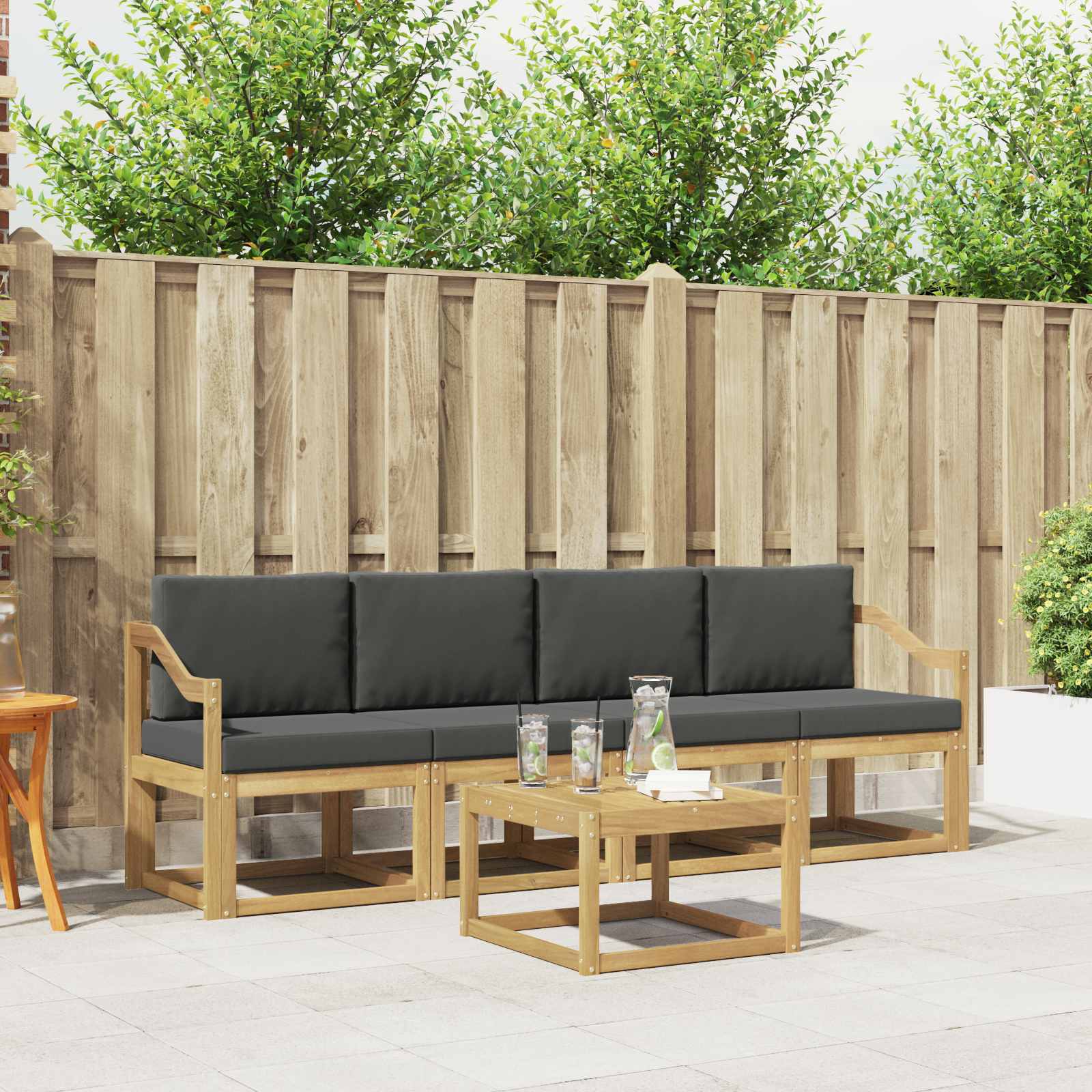 Outdoor-Sofagarnitur mit Kissen 5 pcs Weiß und Anthrazit