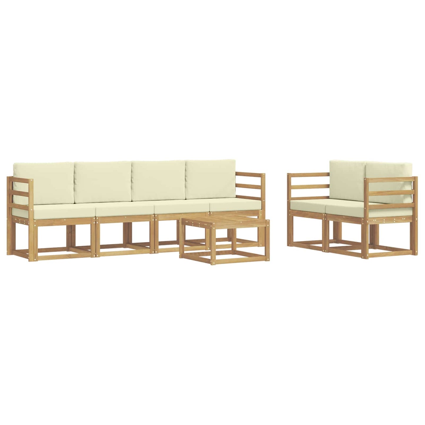 Outdoor-Sofagarnitur mit Kissen 7 pcs Weiß und Creme