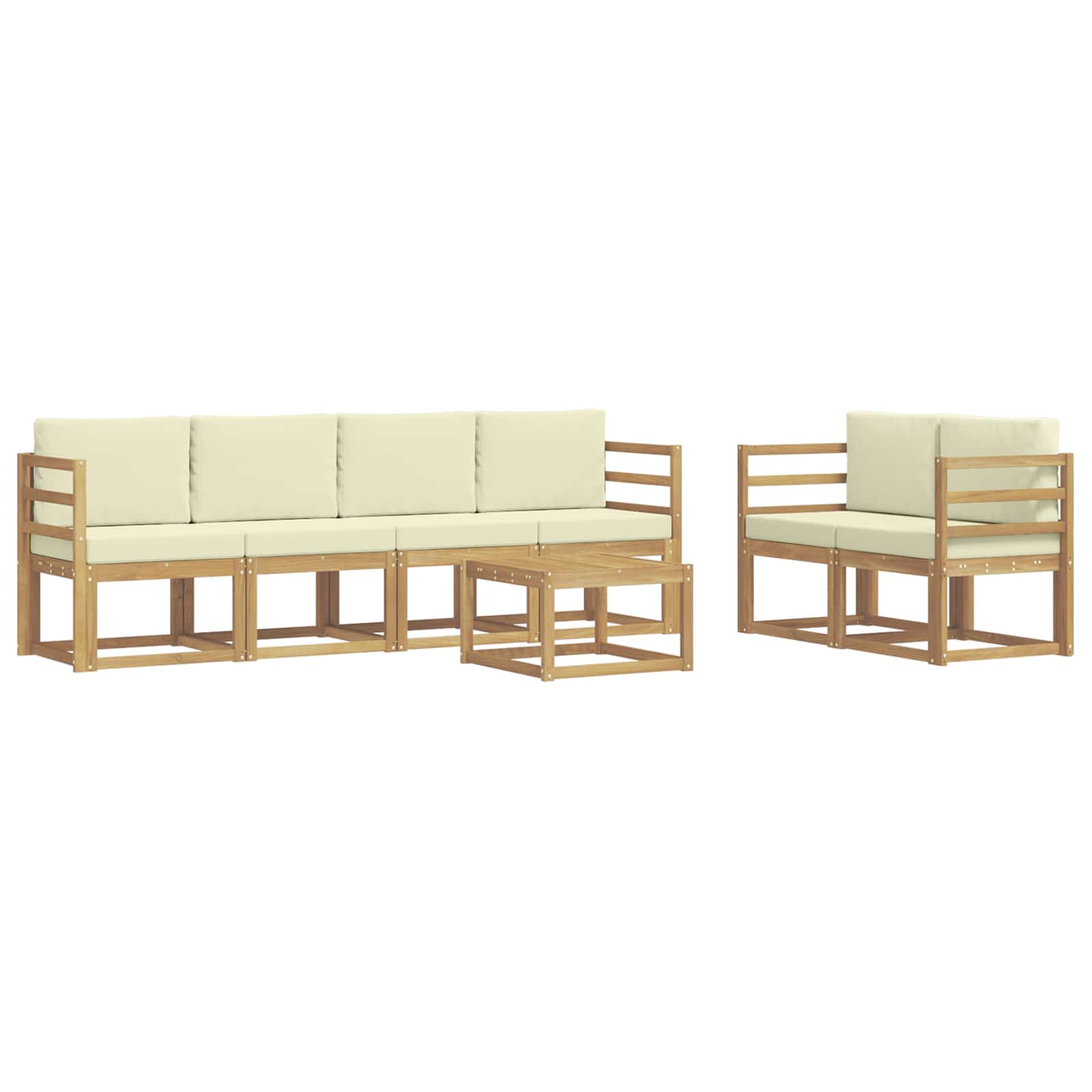 Outdoor-Sofagarnitur mit Kissen 7 pcs Weiß und Creme