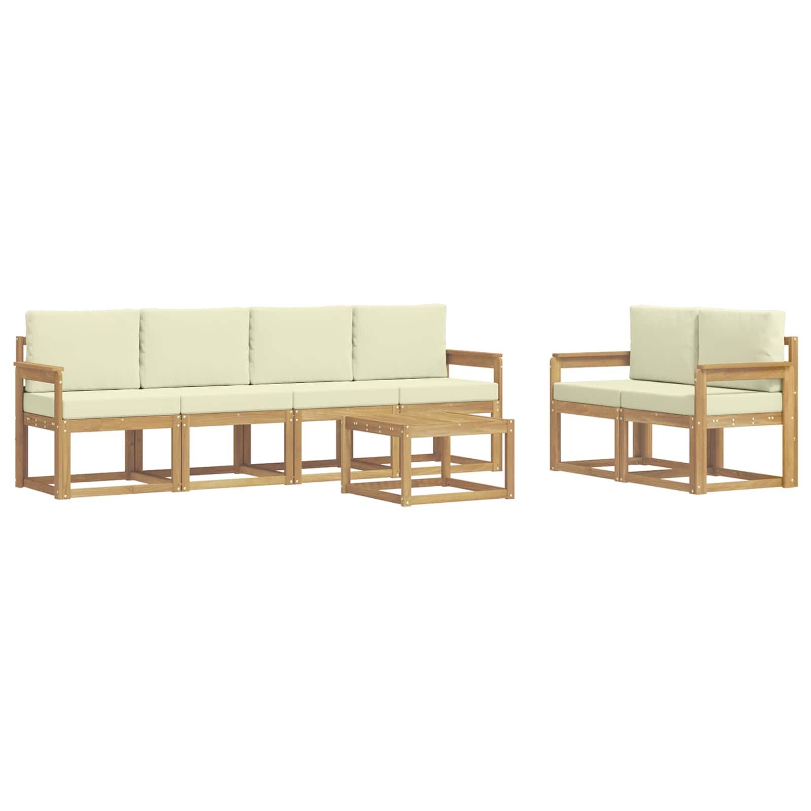 Outdoor-Sofagarnitur mit Kissen 7 pcs Weiß und Creme