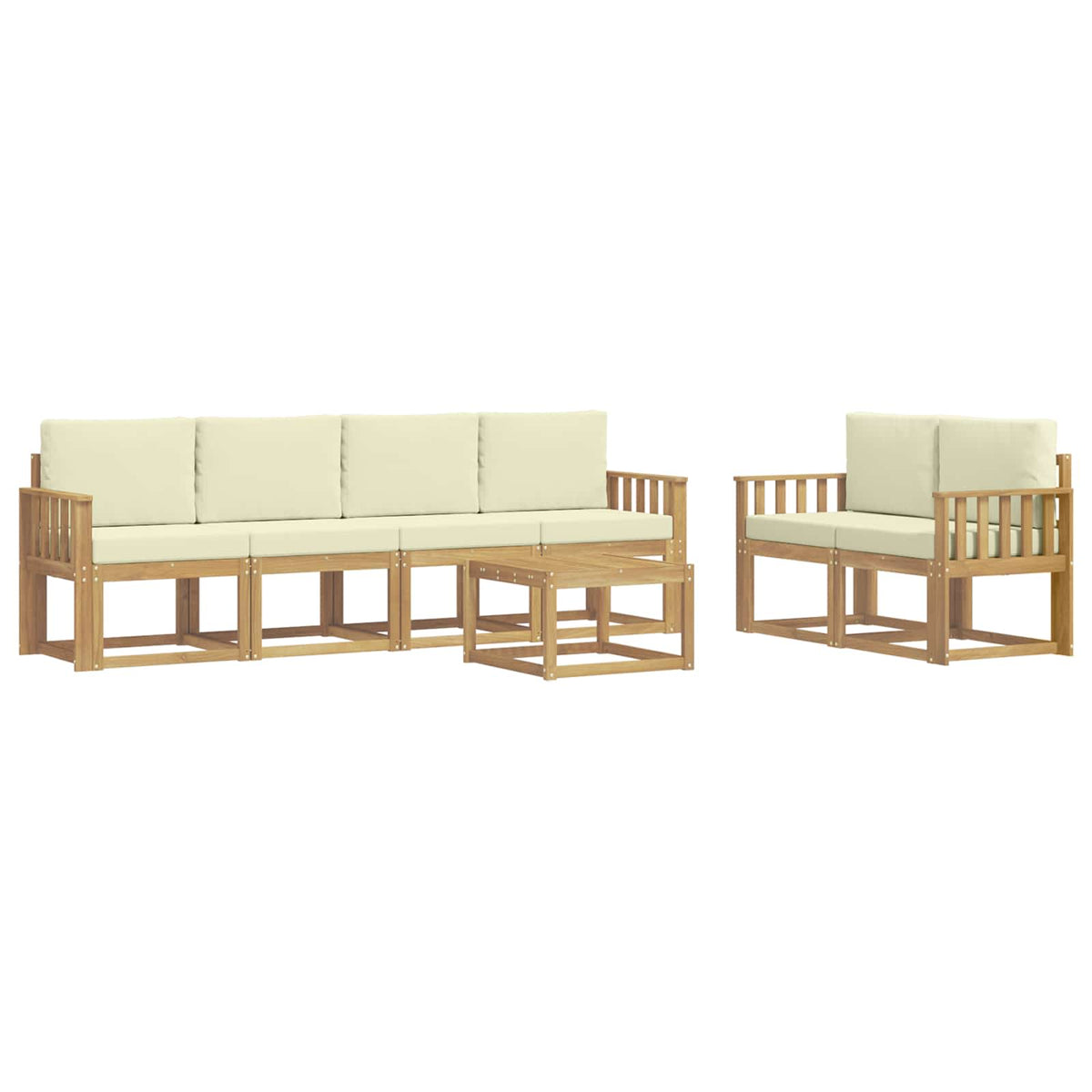 Outdoor-Sofagarnitur 7 stk. Weiß und Creme