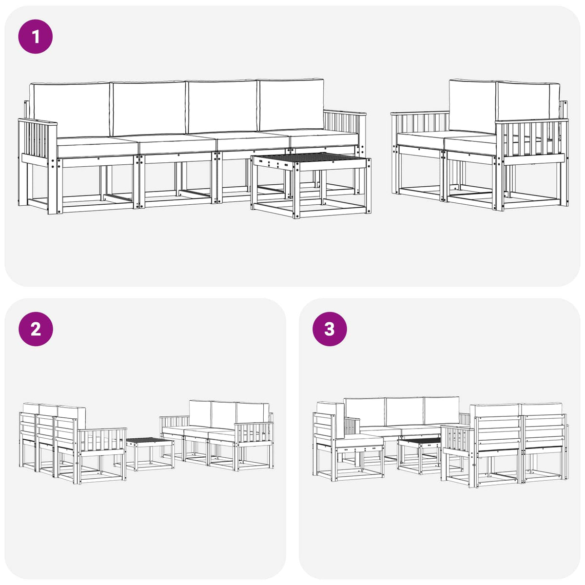 Outdoor-Sofagarnitur 7 stk. Weiß und Anthrazit