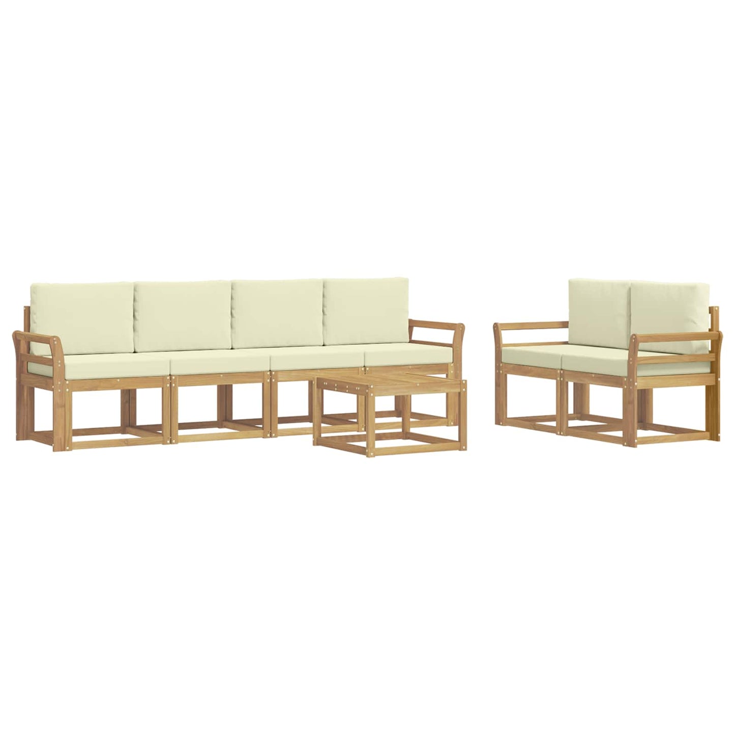 Outdoor-Sofagarnitur mit Kissen 7 pcs Weiß und Creme
