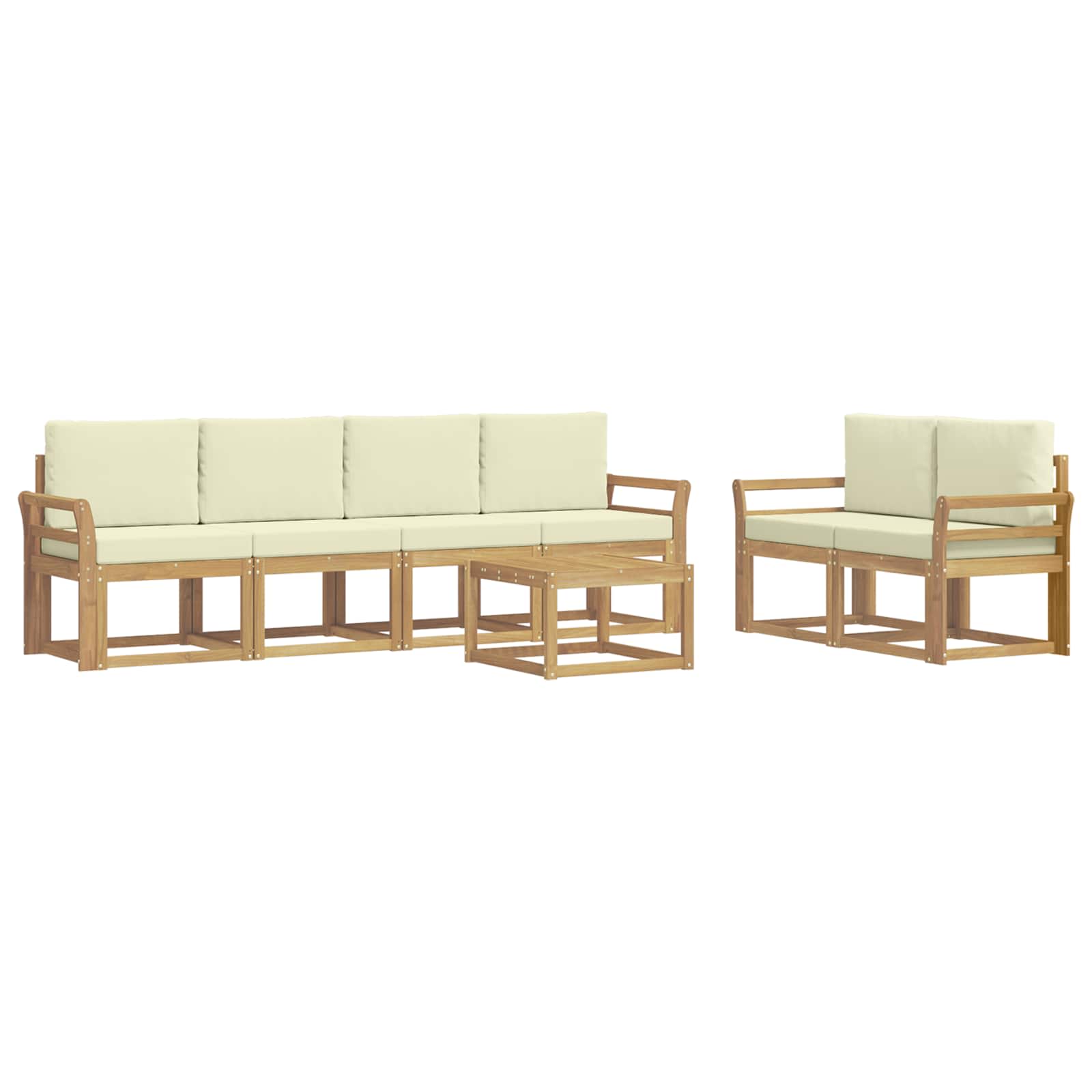 Outdoor-Sofagarnitur mit Kissen 7 pcs Weiß und Creme