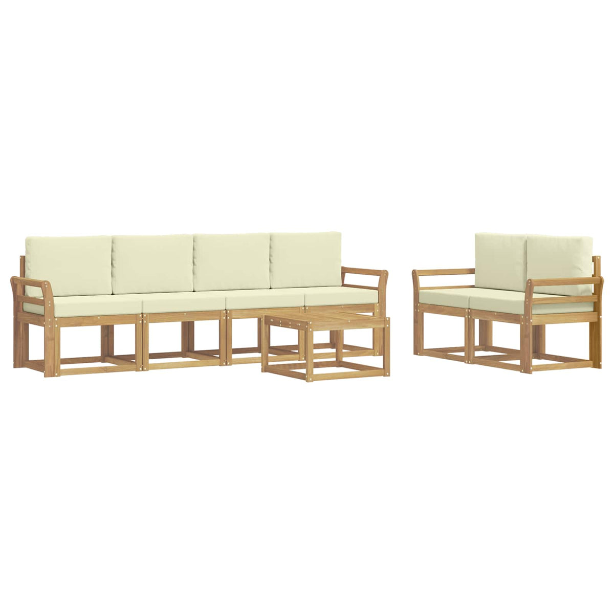 Outdoor-Sofagarnitur 7 stk. Weiß und Creme