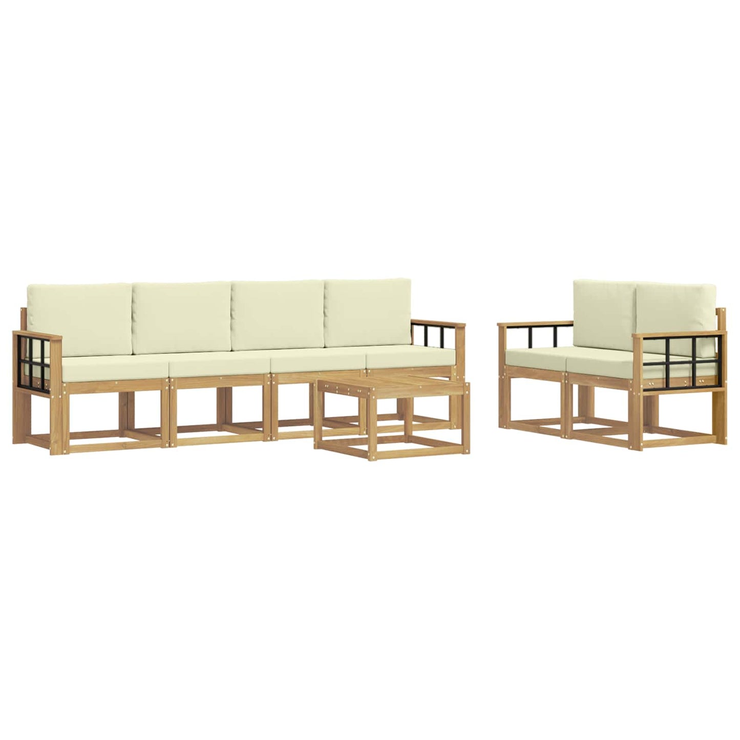 Outdoor-Sofagarnitur mit Kissen 7 pcs Weiß und Creme