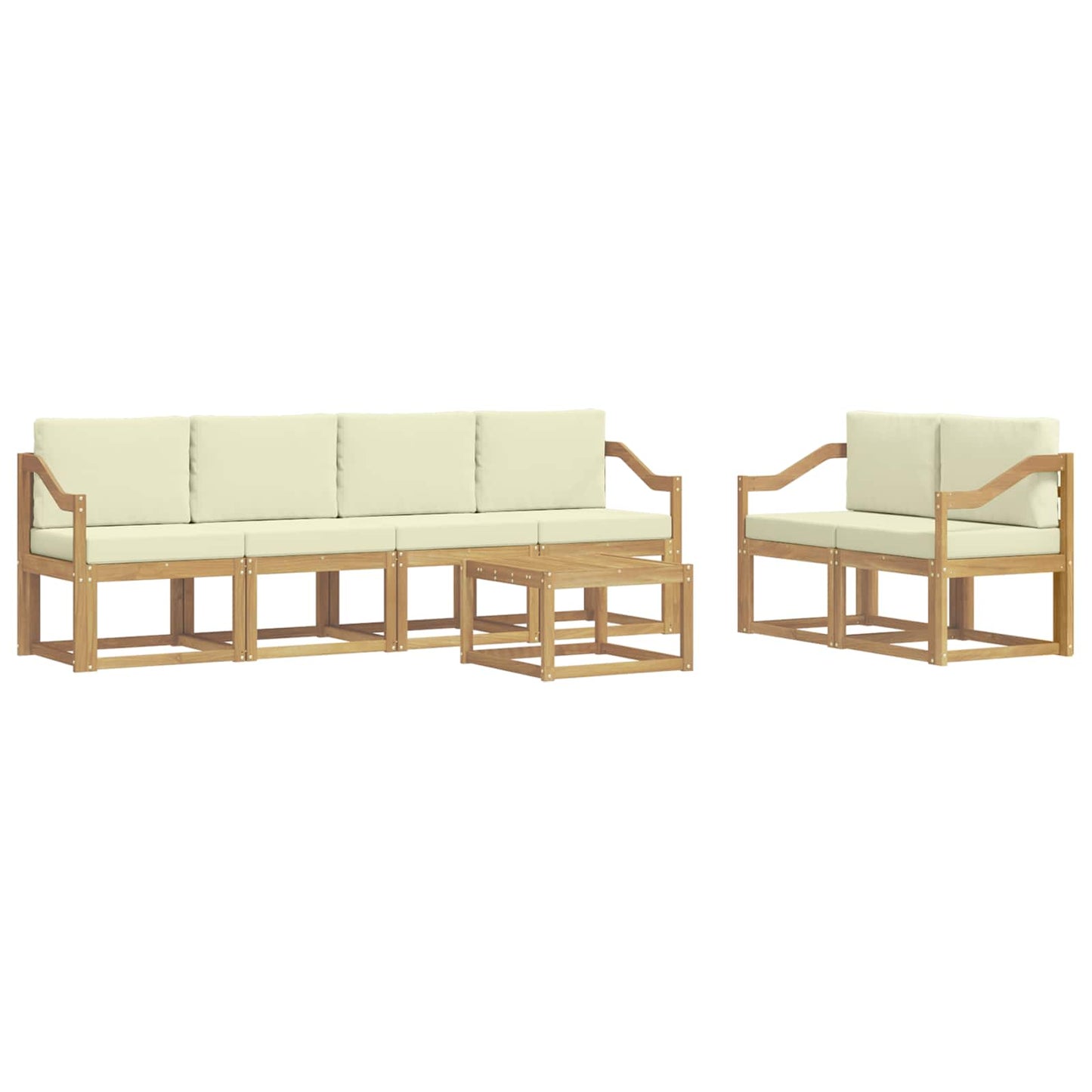 Outdoor-Sofagarnitur mit Kissen 7 pcs Weiß und Creme