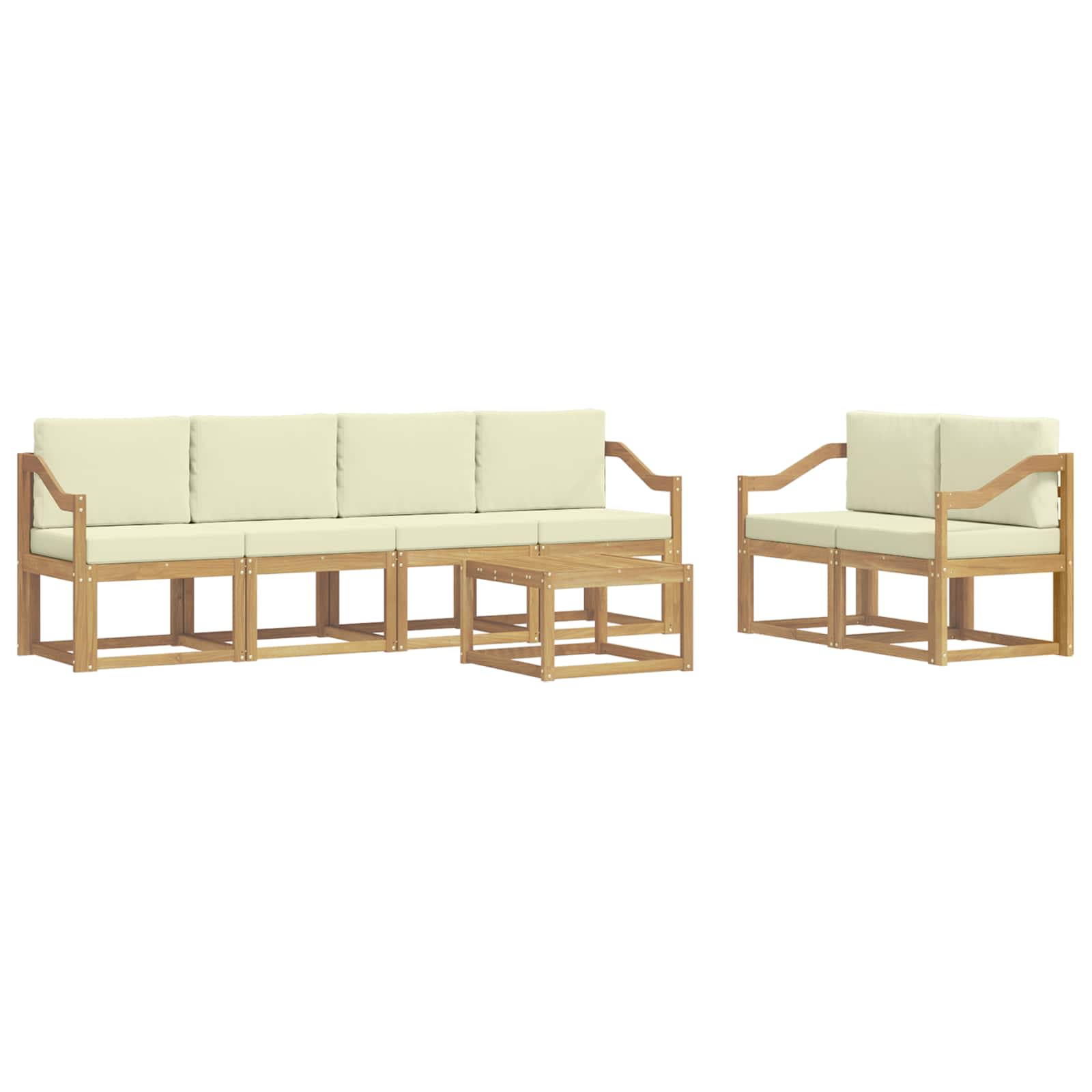 Outdoor-Sofagarnitur mit Kissen 7 pcs Weiß und Creme