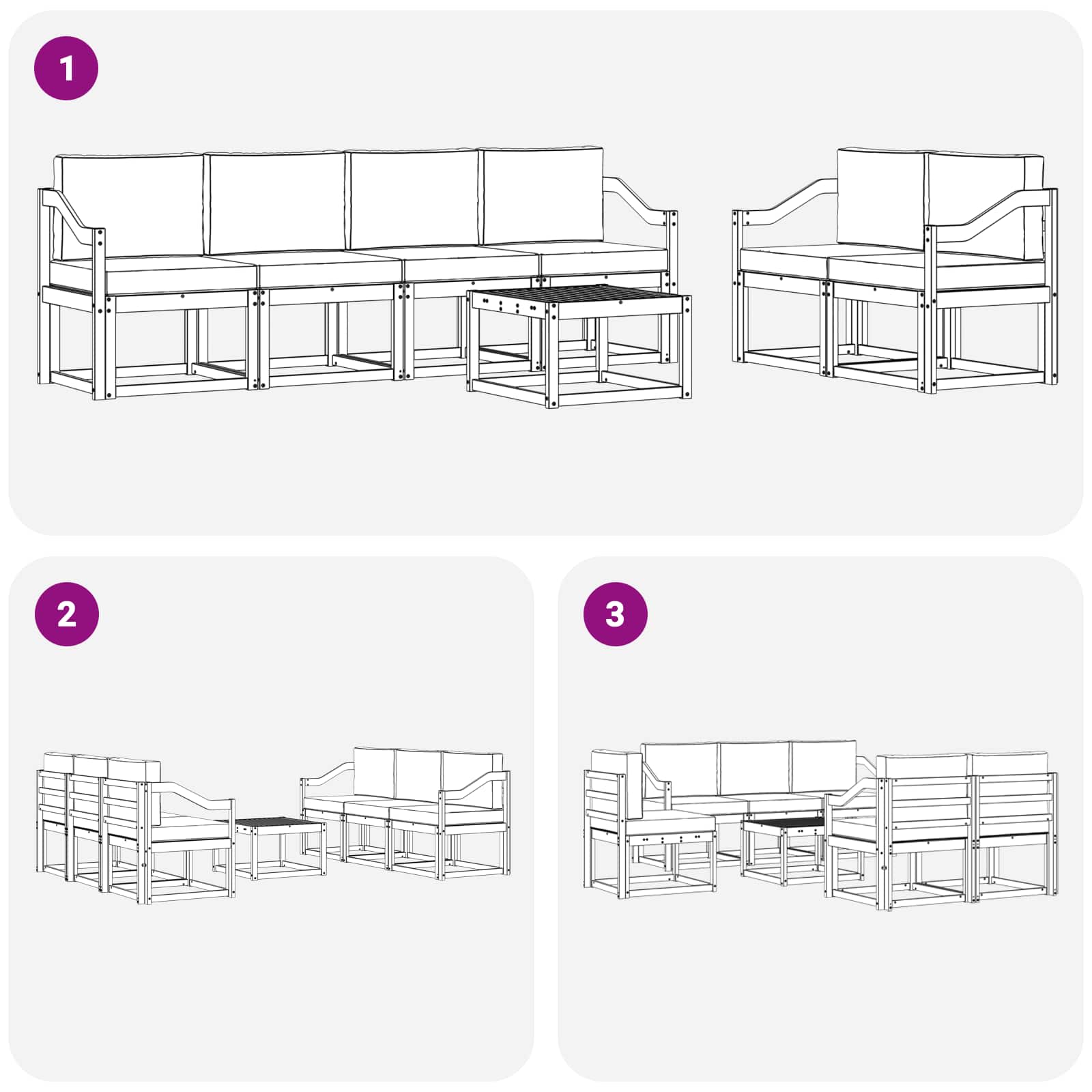 Outdoor-Sofagarnitur mit Kissen 7 pcs Weiß und Anthrazit