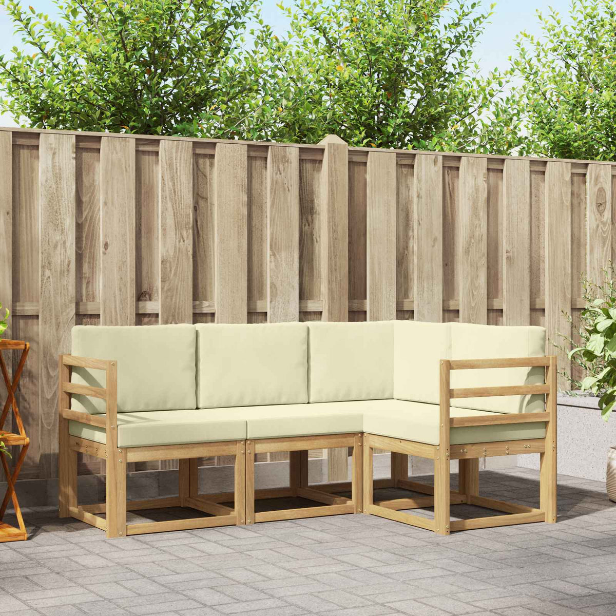 Outdoor-Sofagarnitur 4 stk. Weiß und Creme