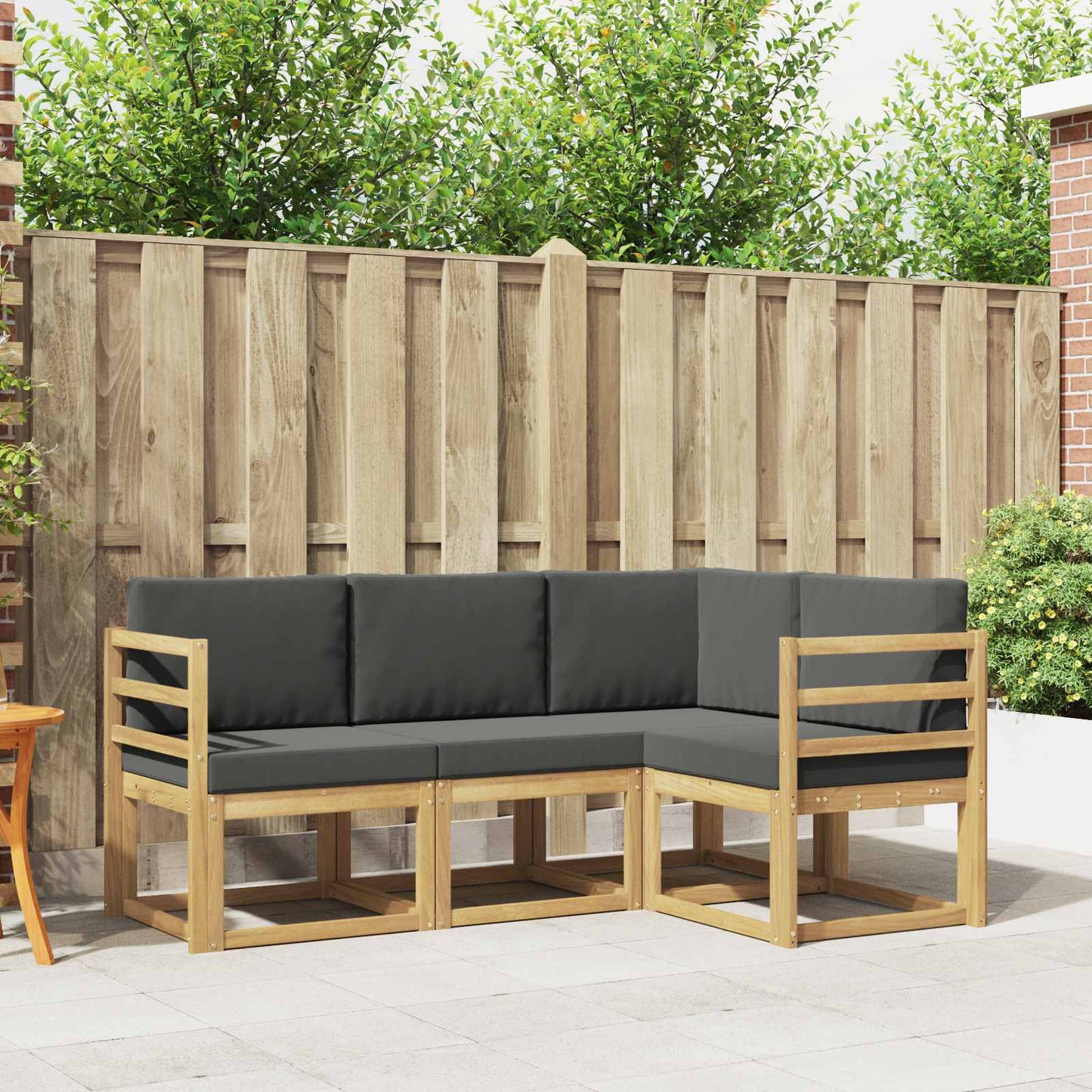 Outdoor-Sofagarnitur mit Kissen 4 pcs Weiß und Anthrazit