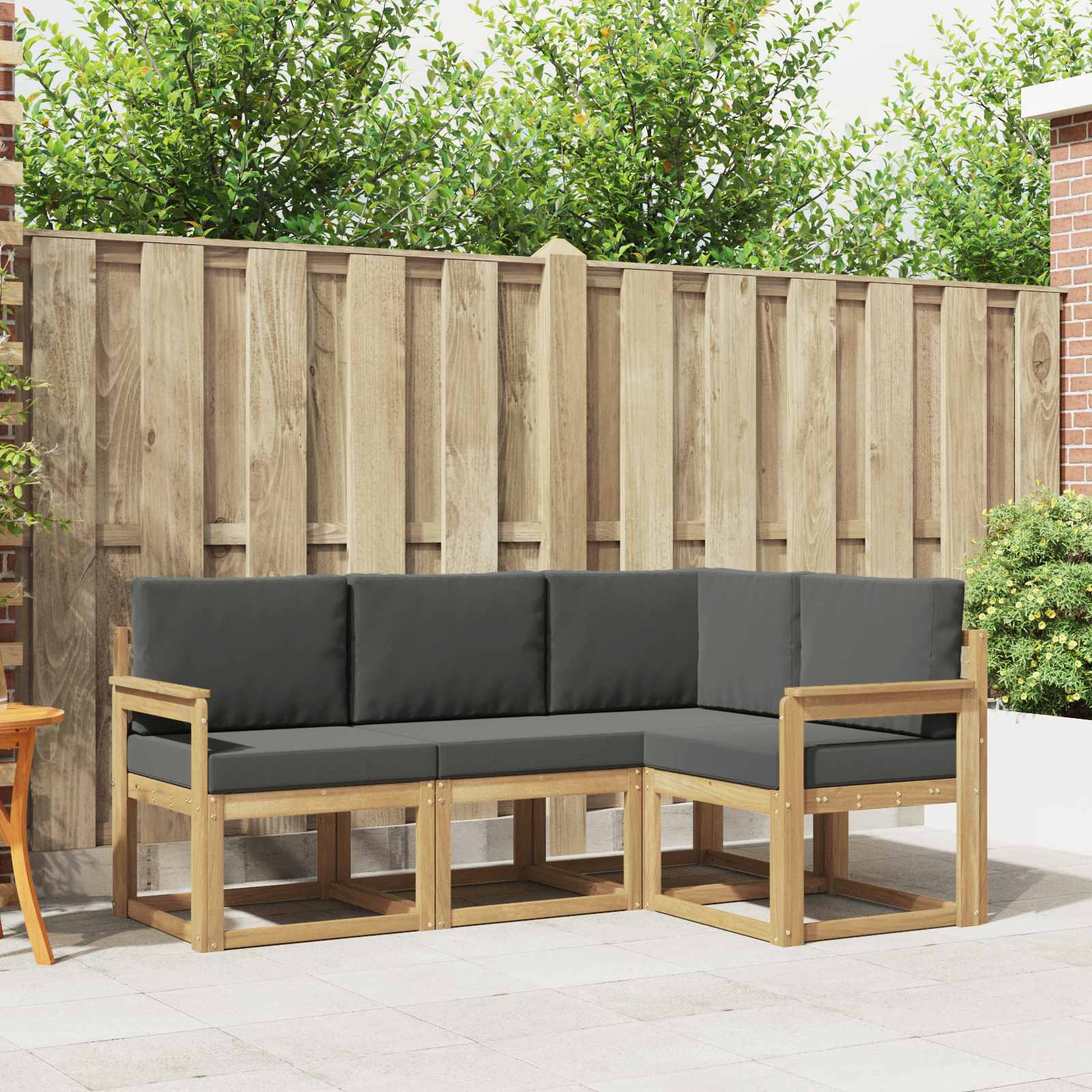 Outdoor-Sofagarnitur 4 stk. Weiß und Anthrazit