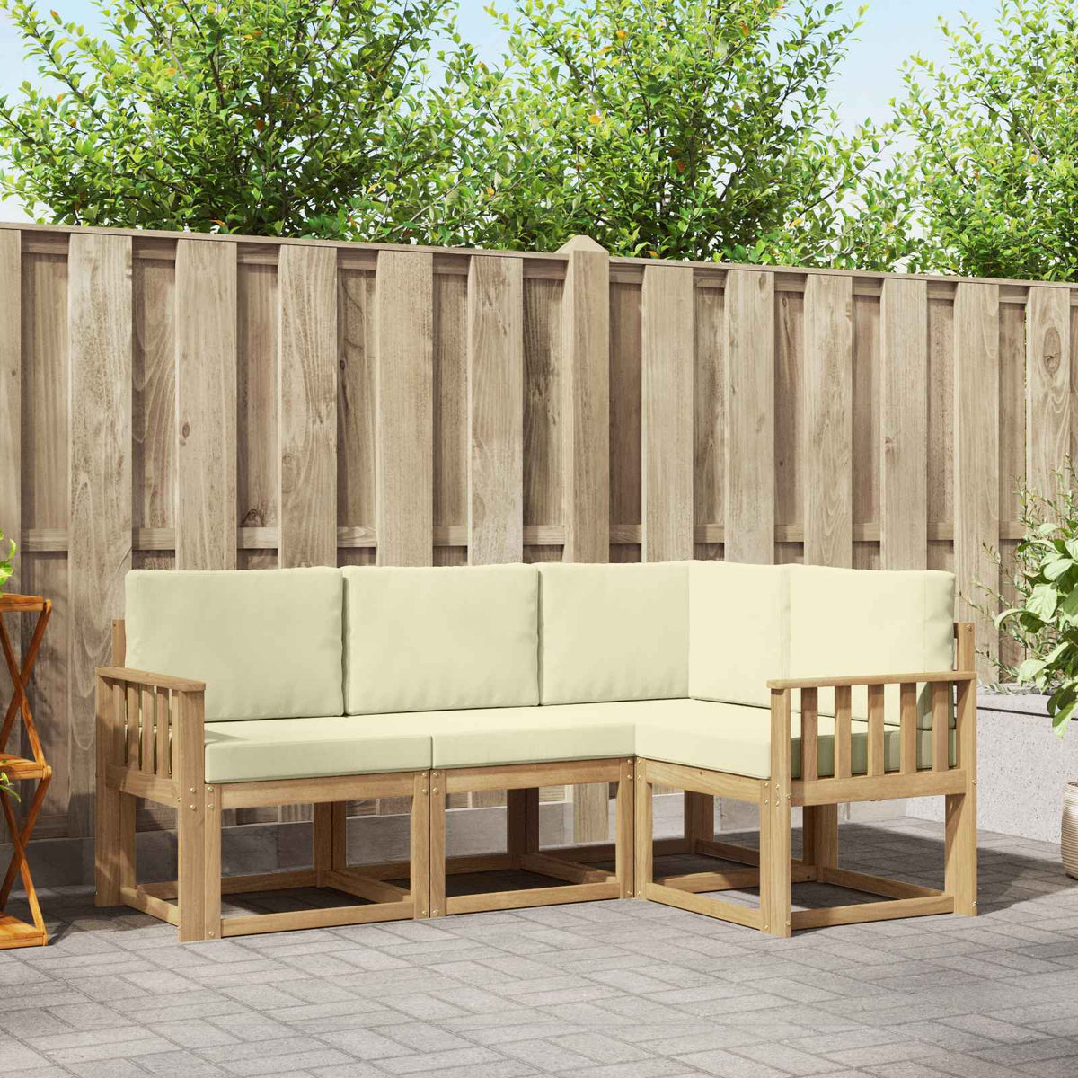 Outdoor-Sofagarnitur 4 stk. Weiß und Creme