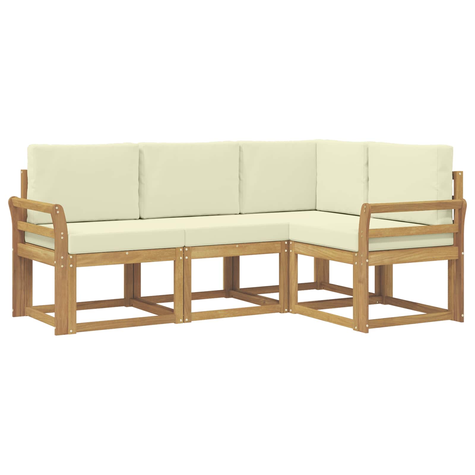 Outdoor-Sofagarnitur mit Kissen 4 pcs Weiß und Creme