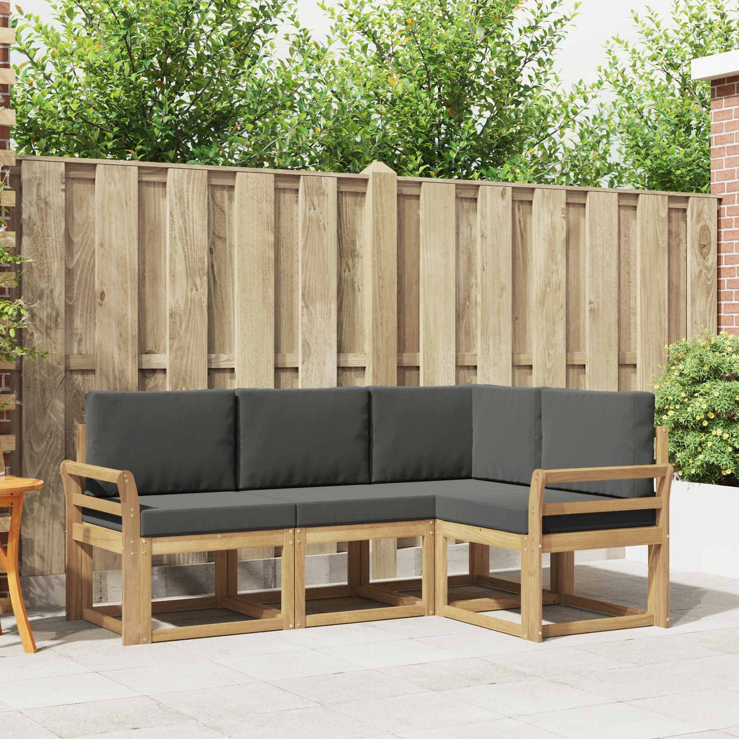 Outdoor-Sofagarnitur mit Kissen 4 pcs Weiß und Anthrazit