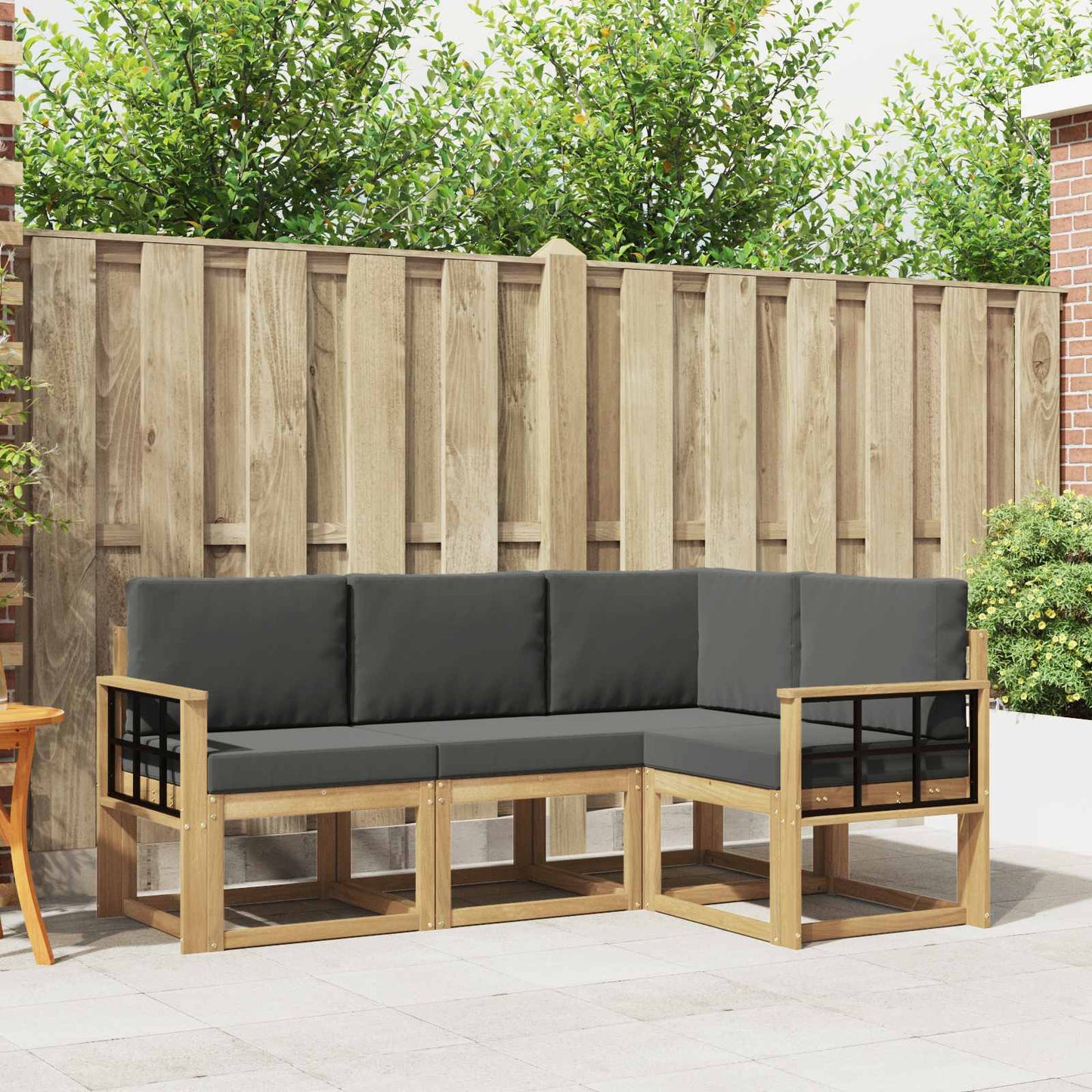 Outdoor-Sofagarnitur mit Kissen 4 pcs Weiß und Anthrazit