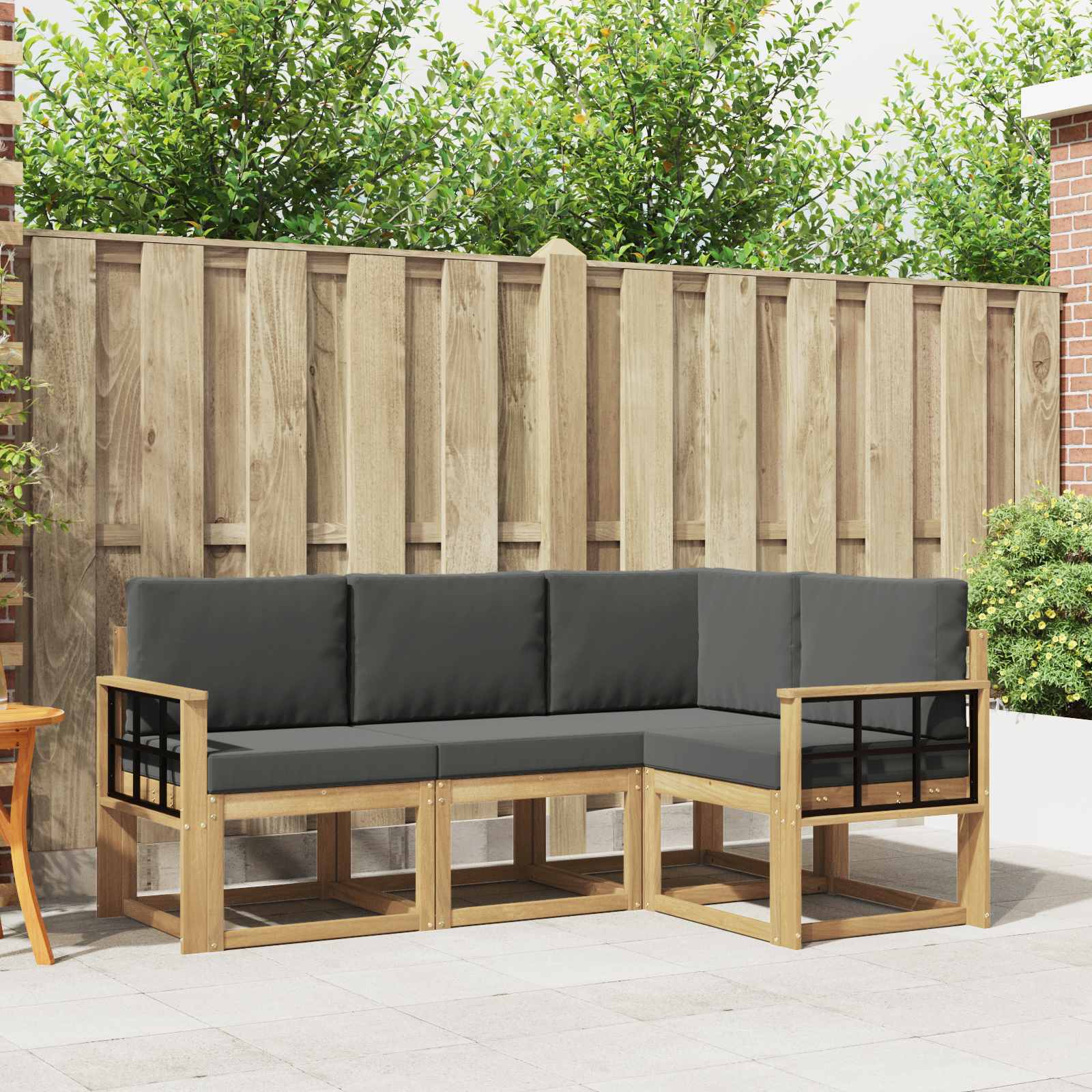 Outdoor-Sofagarnitur mit Kissen 4 pcs Weiß und Anthrazit