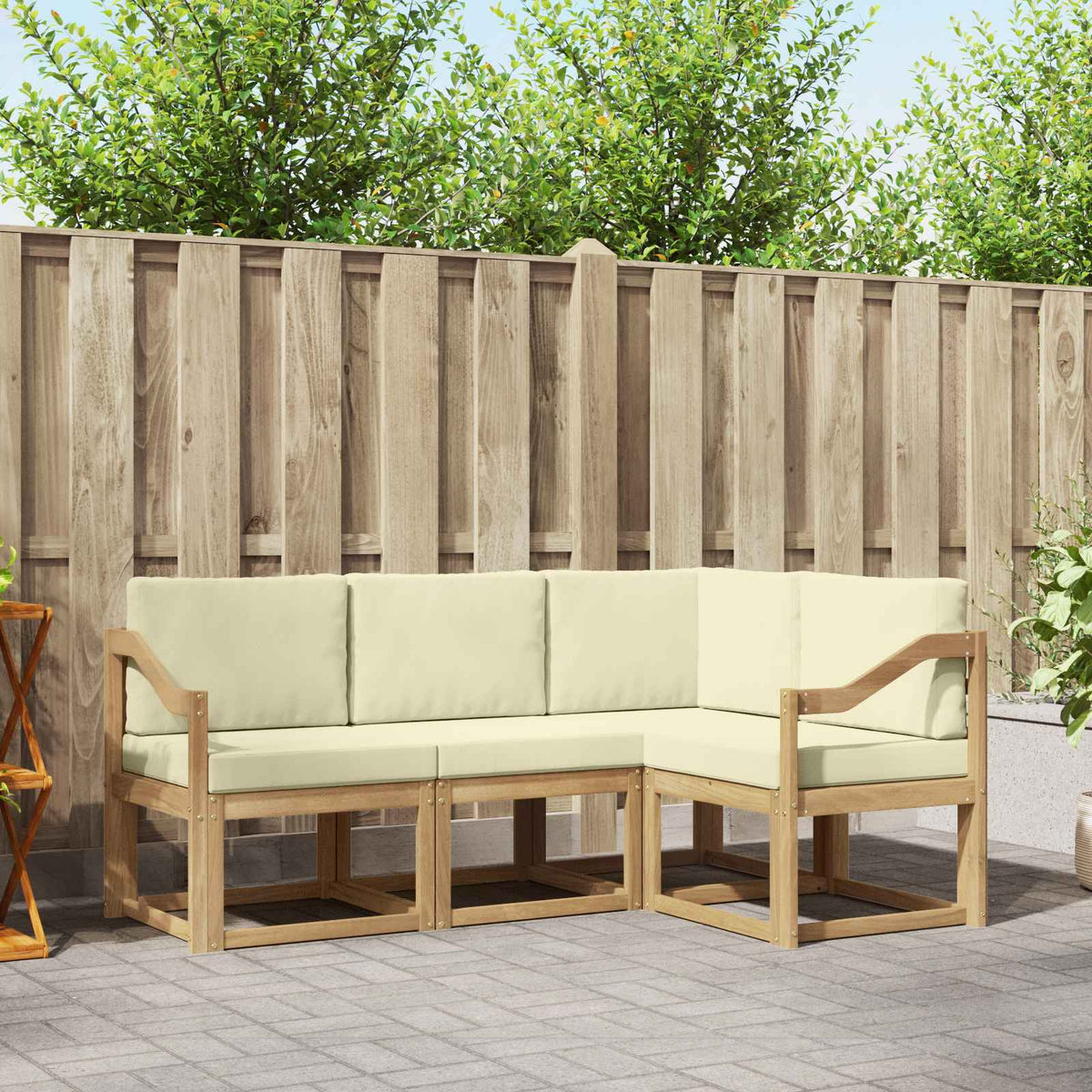 Outdoor-Sofagarnitur 4 stk. Weiß und Creme
