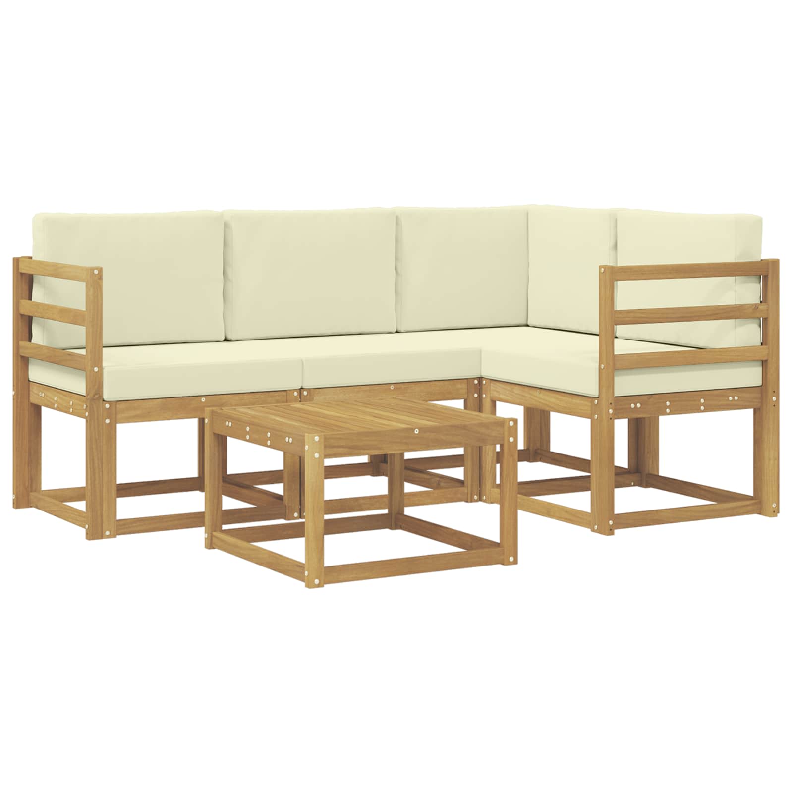 Outdoor-Sofagarnitur mit Kissen 5 pcs Weiß und Creme
