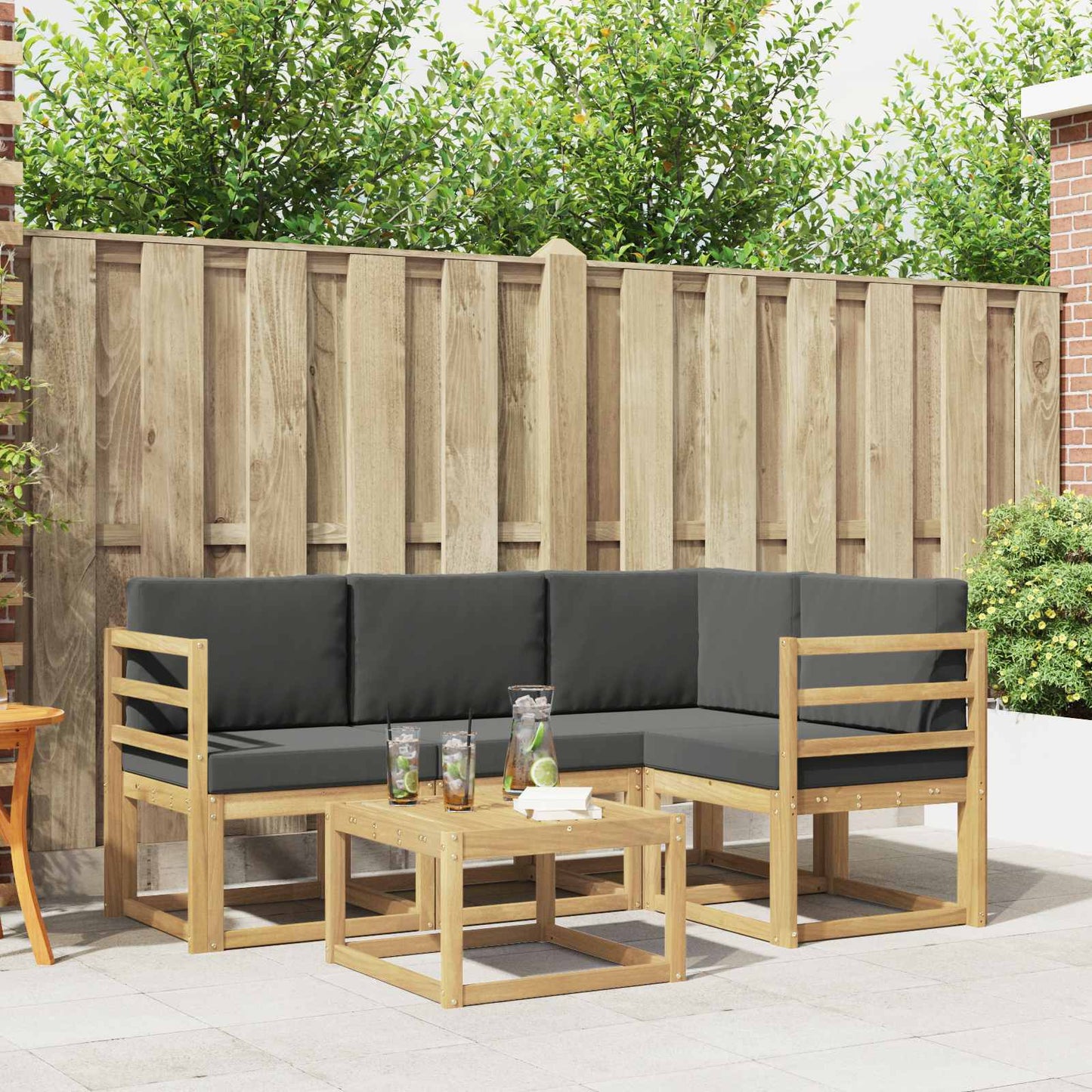 Outdoor-Sofagarnitur mit Kissen 5 pcs Weiß und Anthrazit
