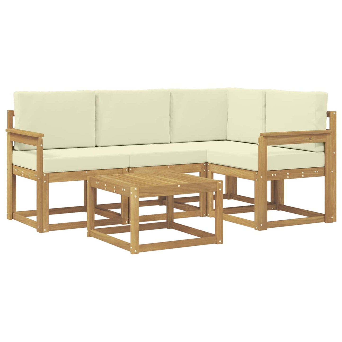 Outdoor-Sofagarnitur mit Kissen 5 pcs Weiß und Creme