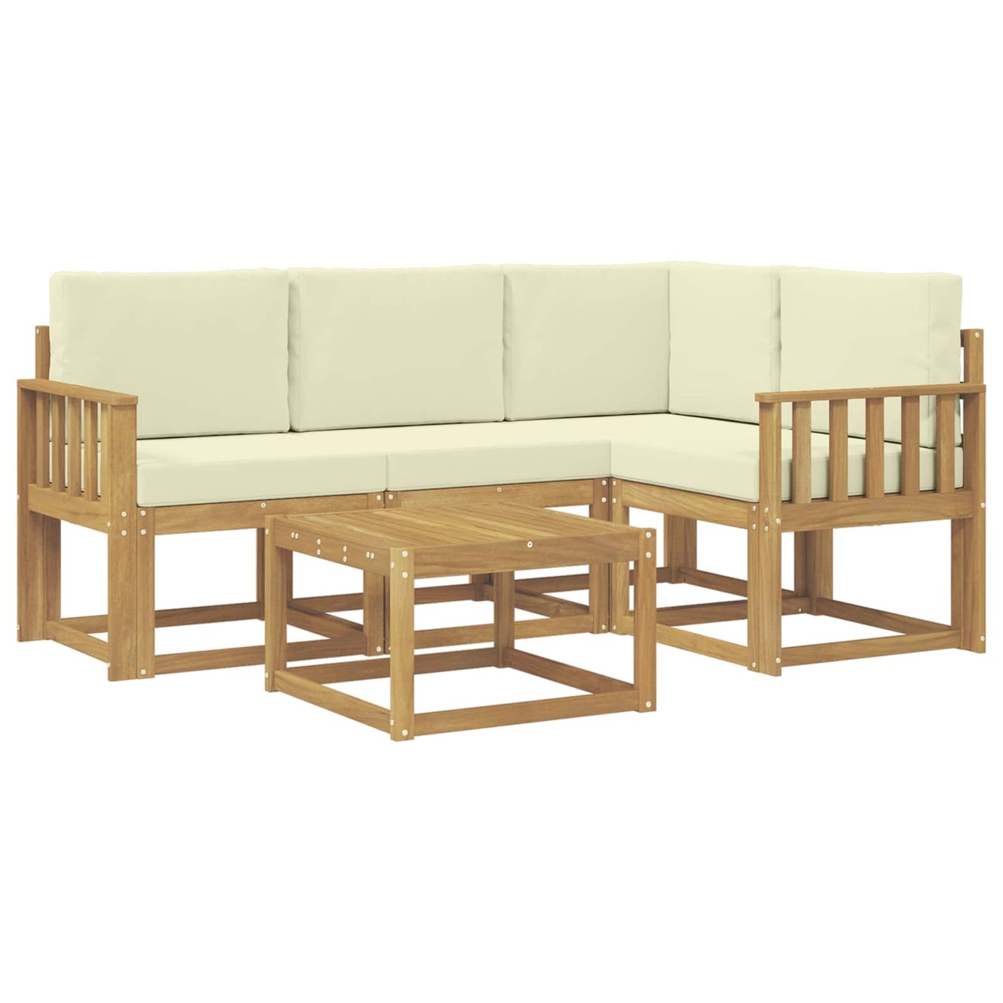 Outdoor-Sofagarnitur mit Kissen 5 pcs Weiß und Creme
